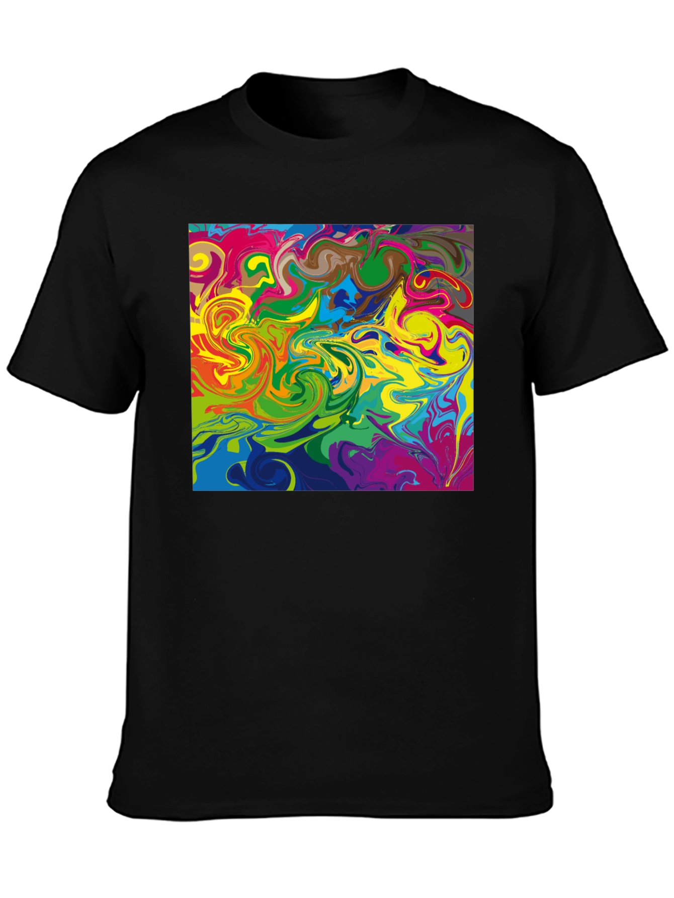 Abstract Swirl Graphic Tee - Black Casual T-Shirt