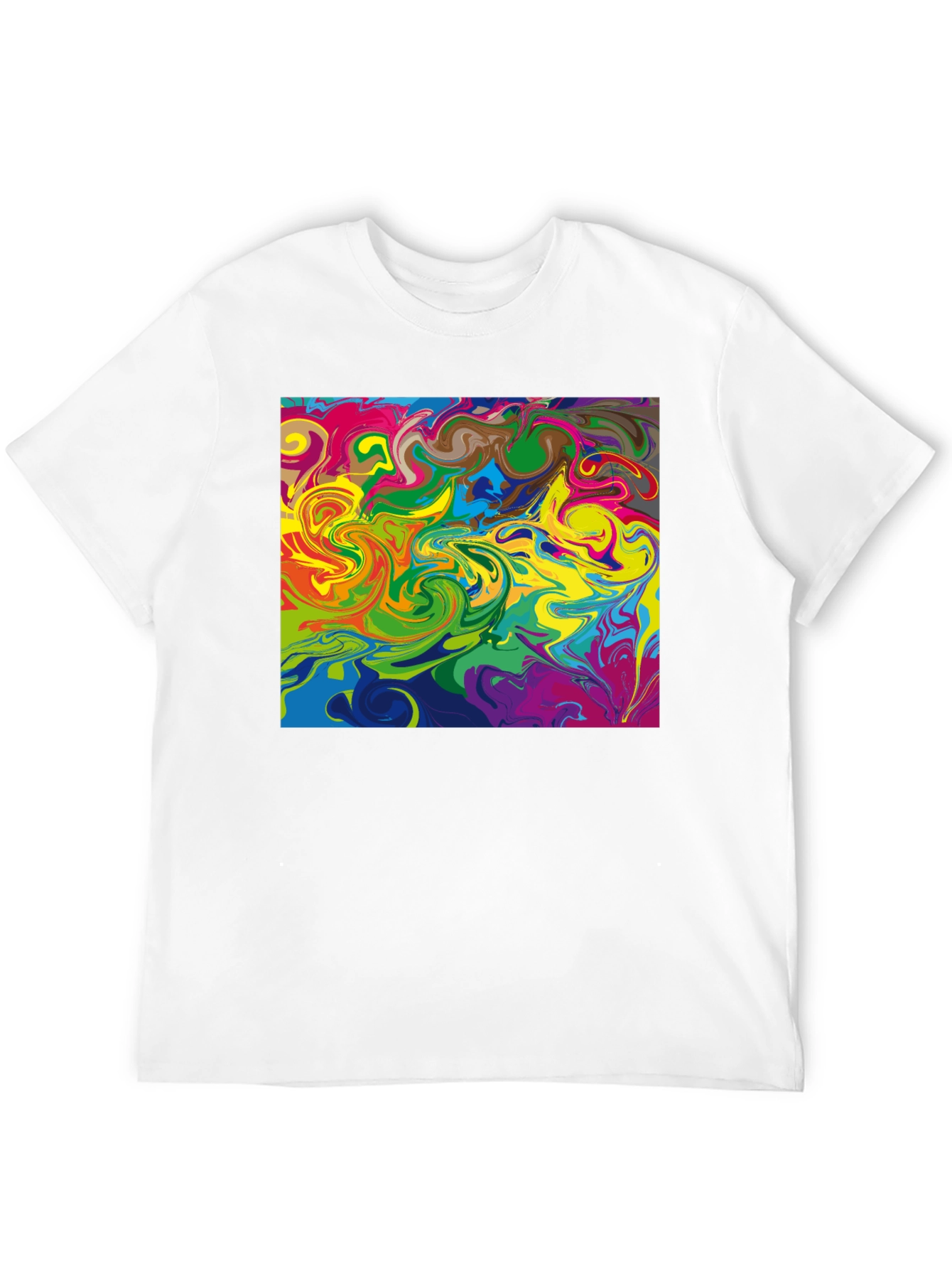 Abstract Swirl Graphic Tee - Black Casual T-Shirt