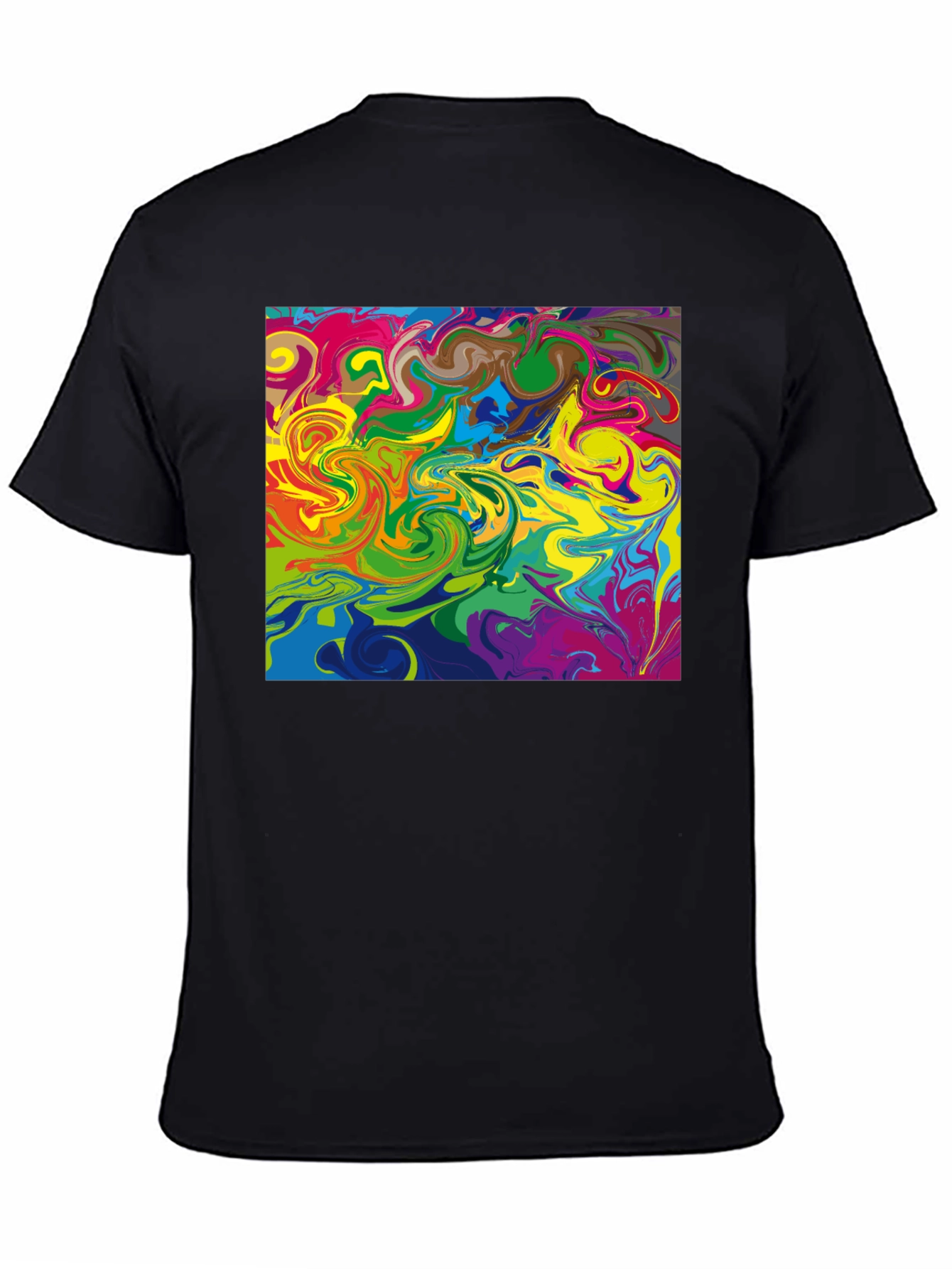 Abstract Swirl Graphic Tee - Black Casual T-Shirt