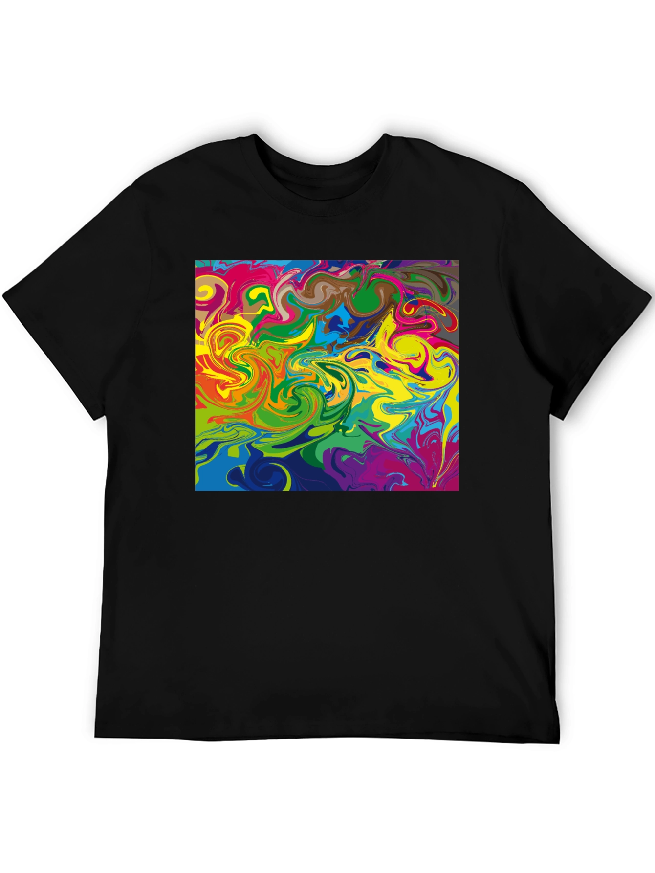 Abstract Swirl Graphic Tee - Black Casual T-Shirt