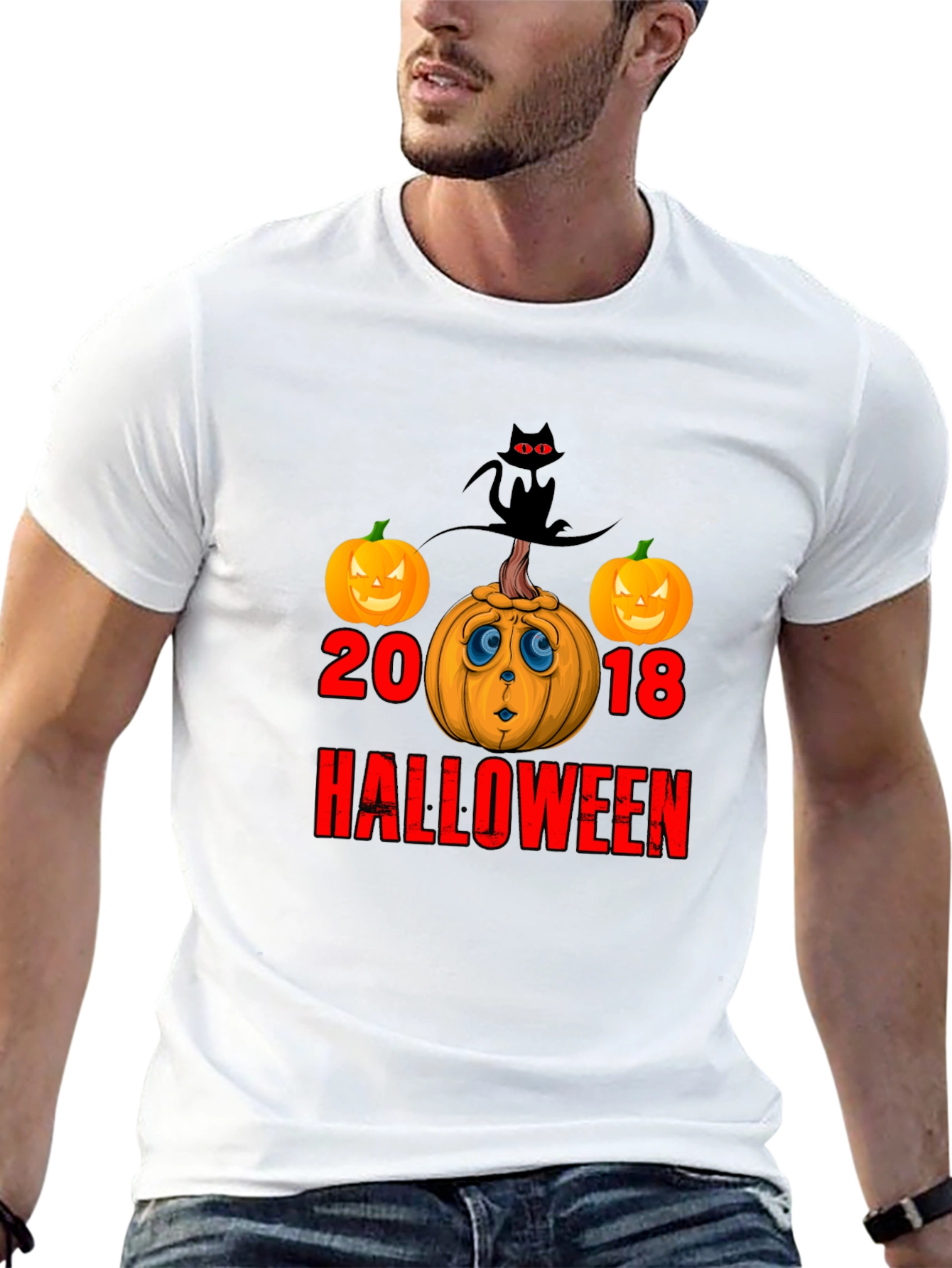 Halloween 2018 T-Shirt Pumpkin Cat