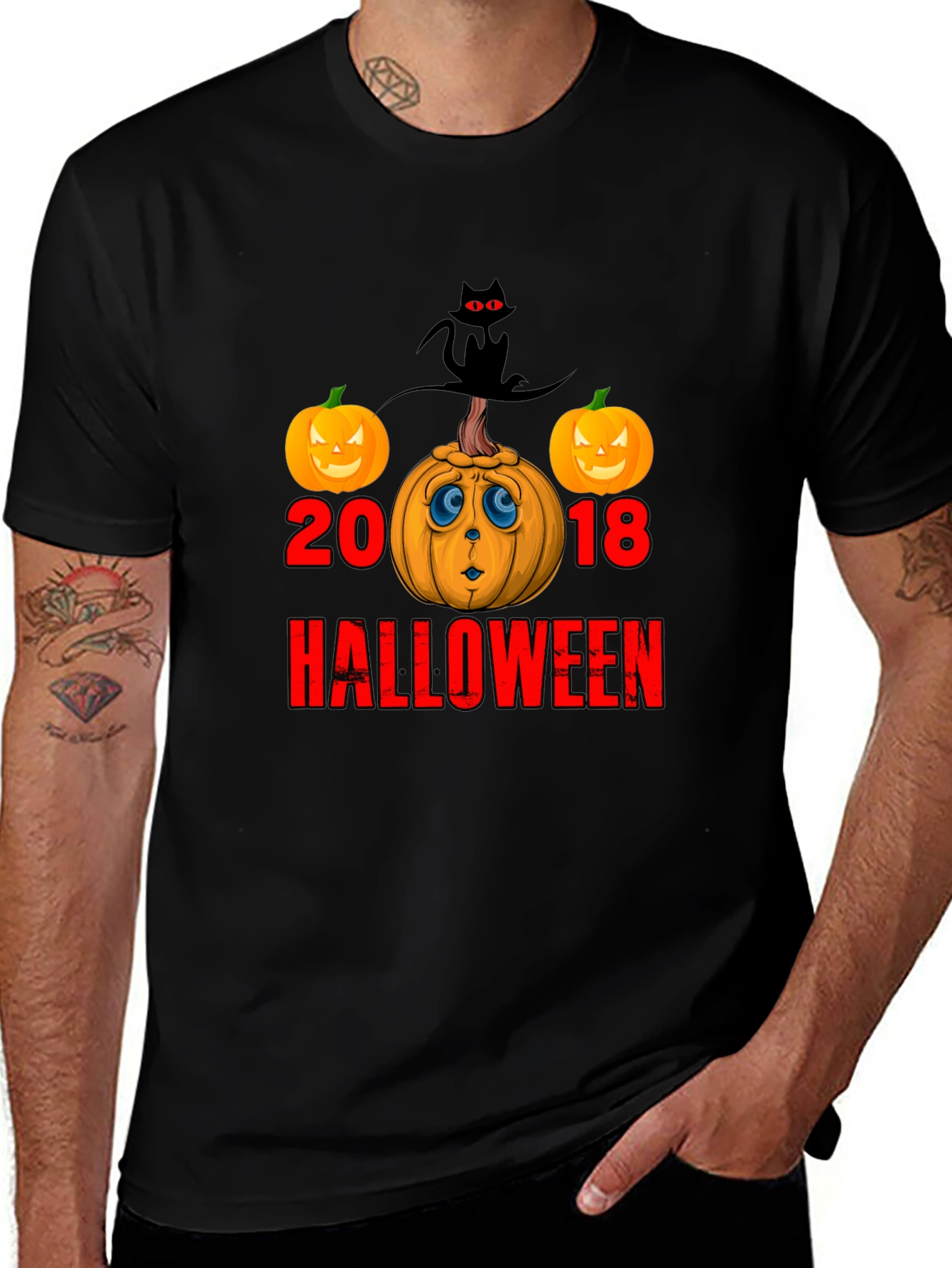 Halloween 2018 T-Shirt Pumpkin Cat