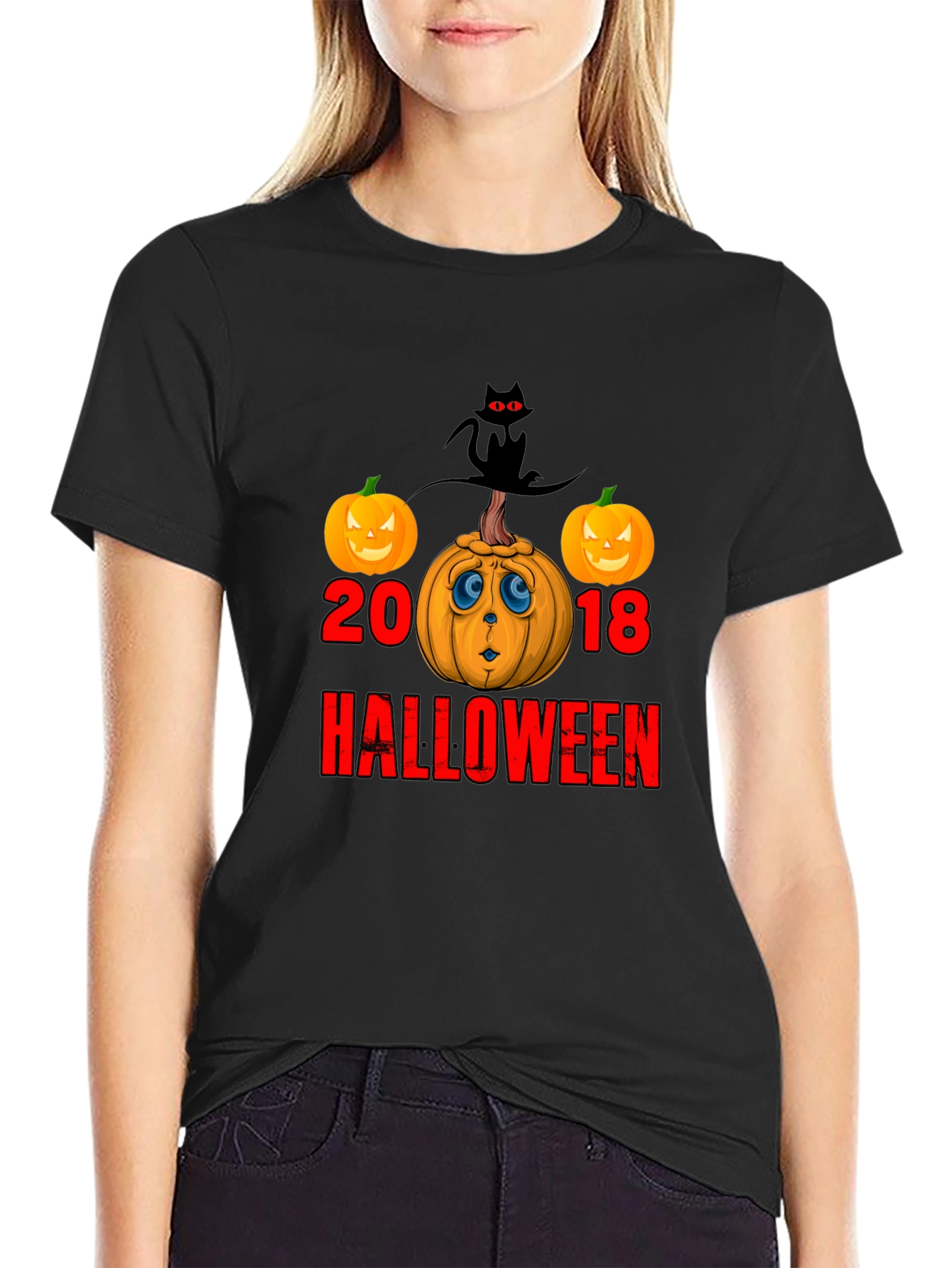 Halloween 2018 T-Shirt Pumpkin Cat