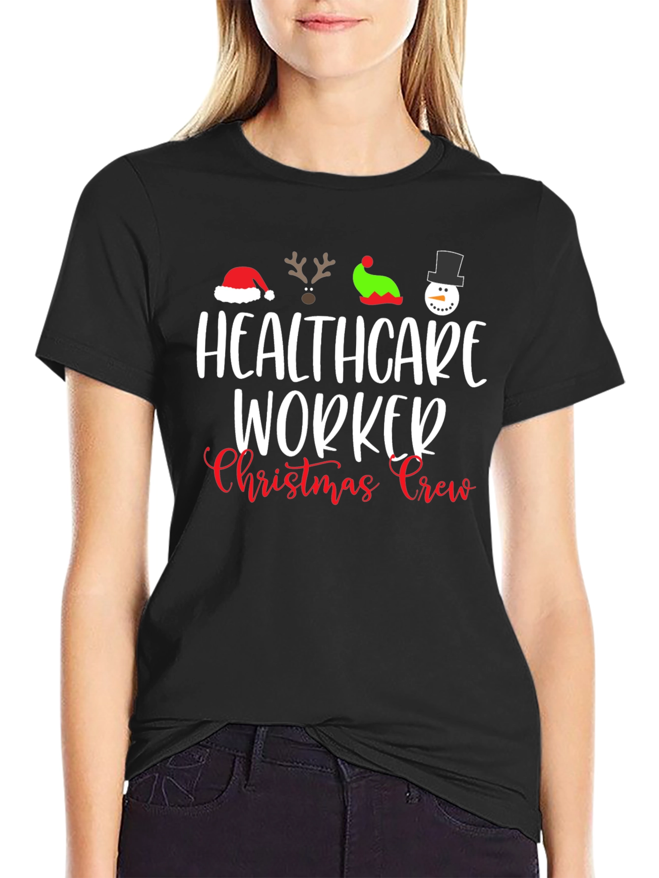 Healthcare Worker Christmas Crew T-Shirt