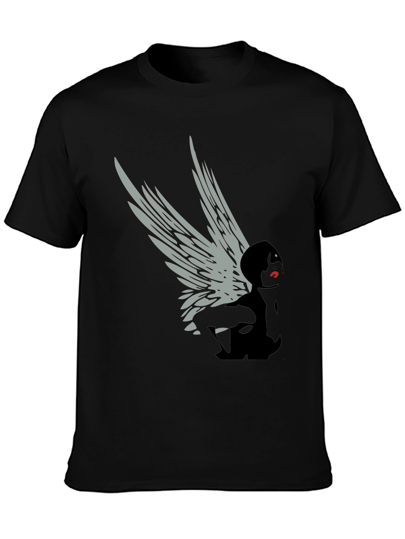 Winged Figure Graphic Tee - Stylish Black T-Shirt