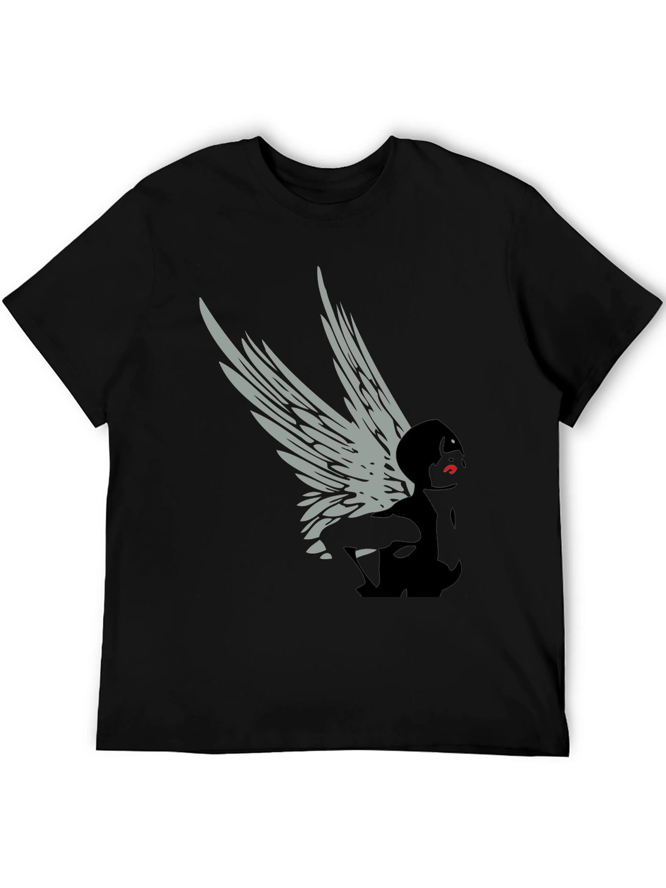 Winged Figure Graphic Tee - Stylish Black T-Shirt