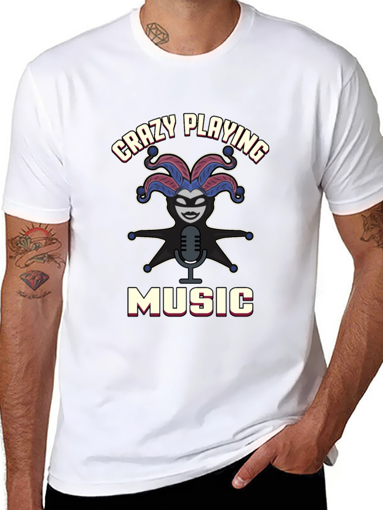 Crazy Playing Music Graphic Tee