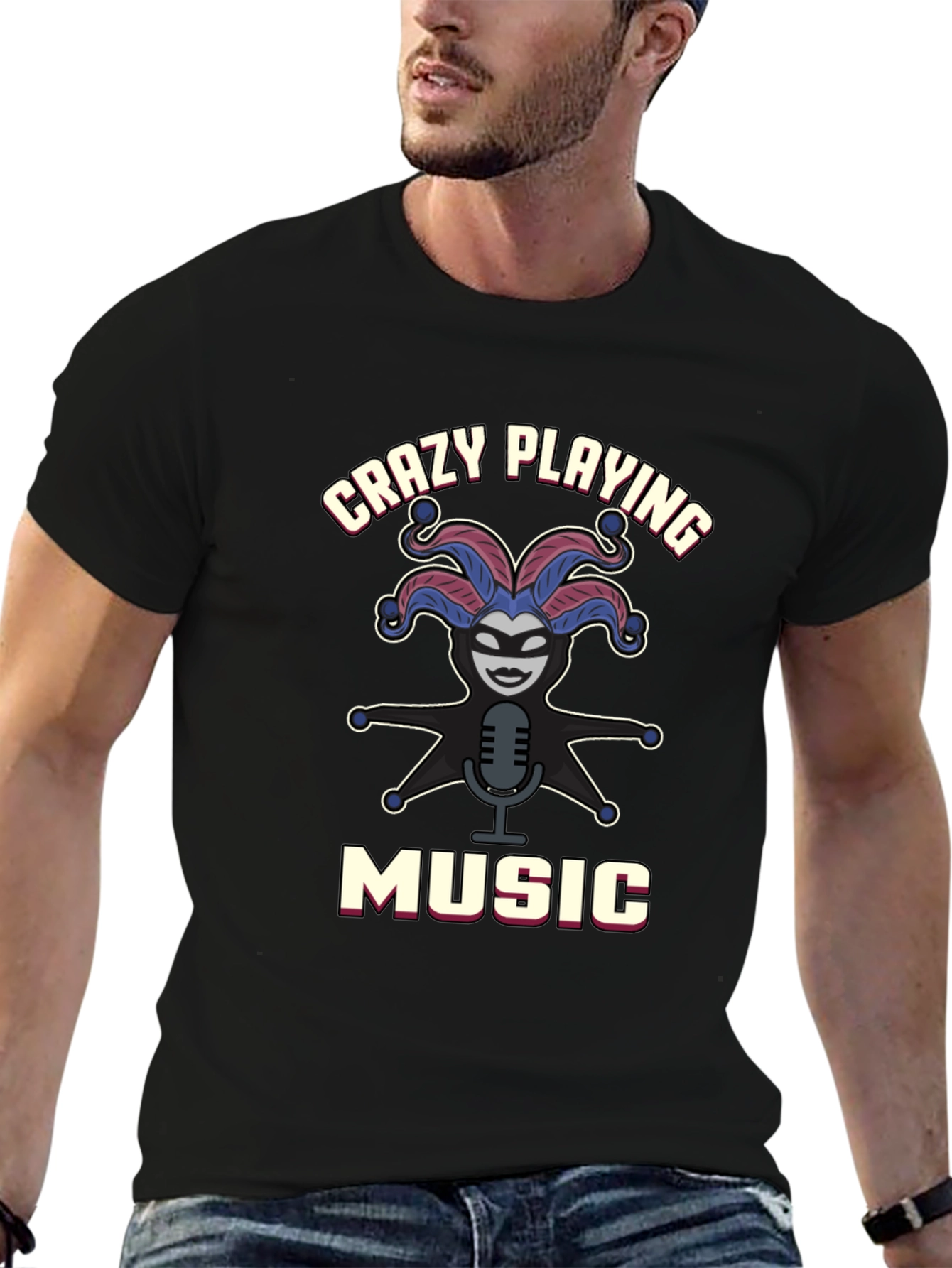 Crazy Playing Music Graphic Tee
