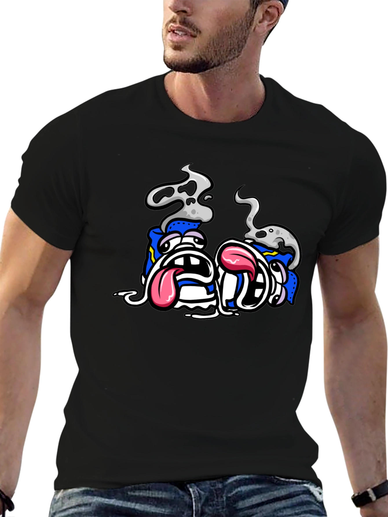 Cartoon Graphic Black T-Shirt