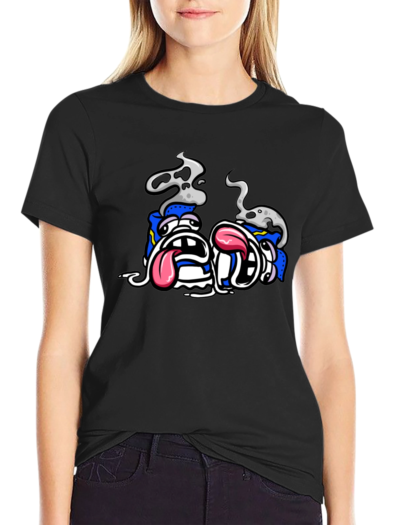 Cartoon Graphic Black T-Shirt