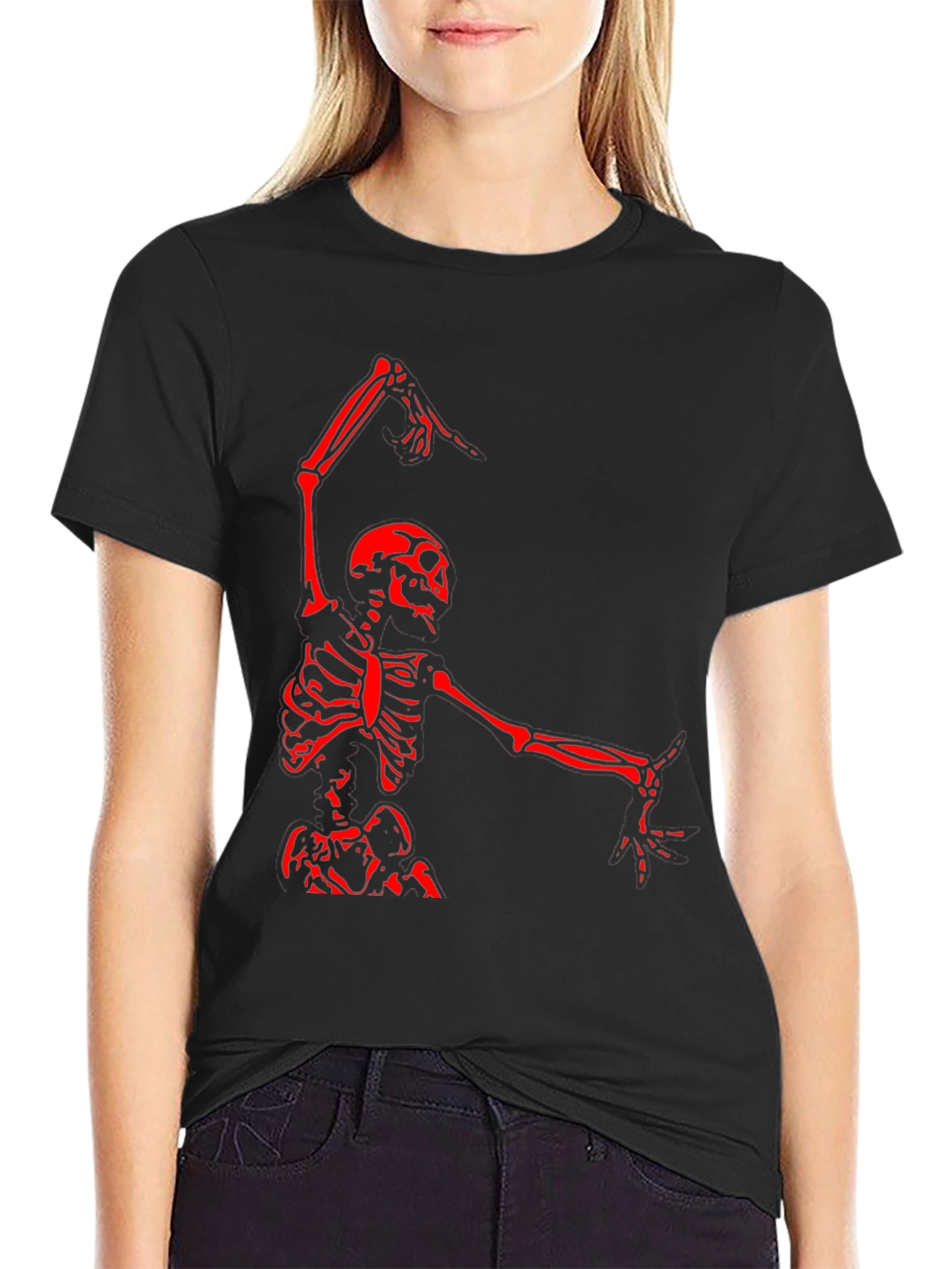 Skeleton Dance Graphic Tee - Black