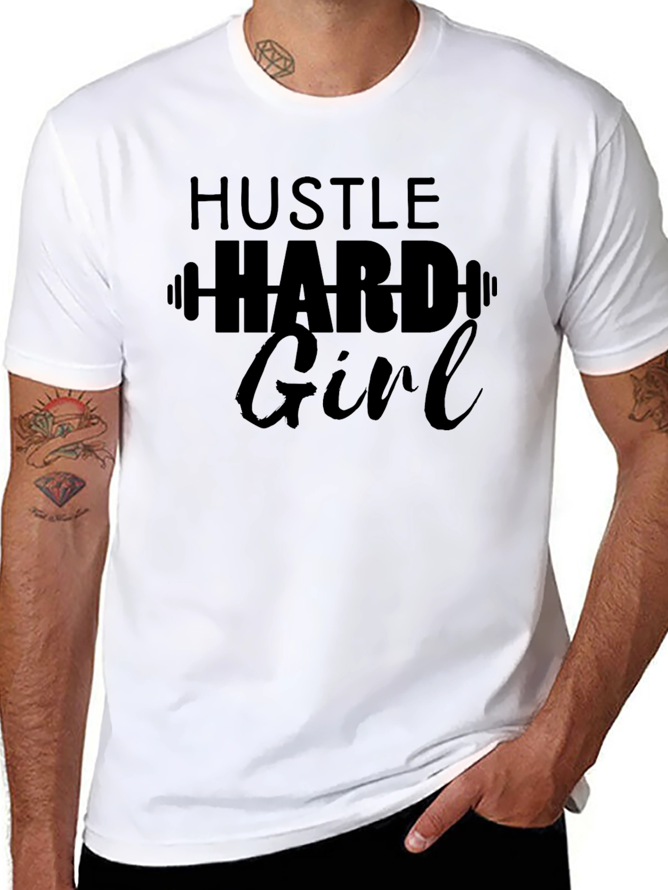Hustle Hard Girl T-Shirt - Motivational Gym Tee