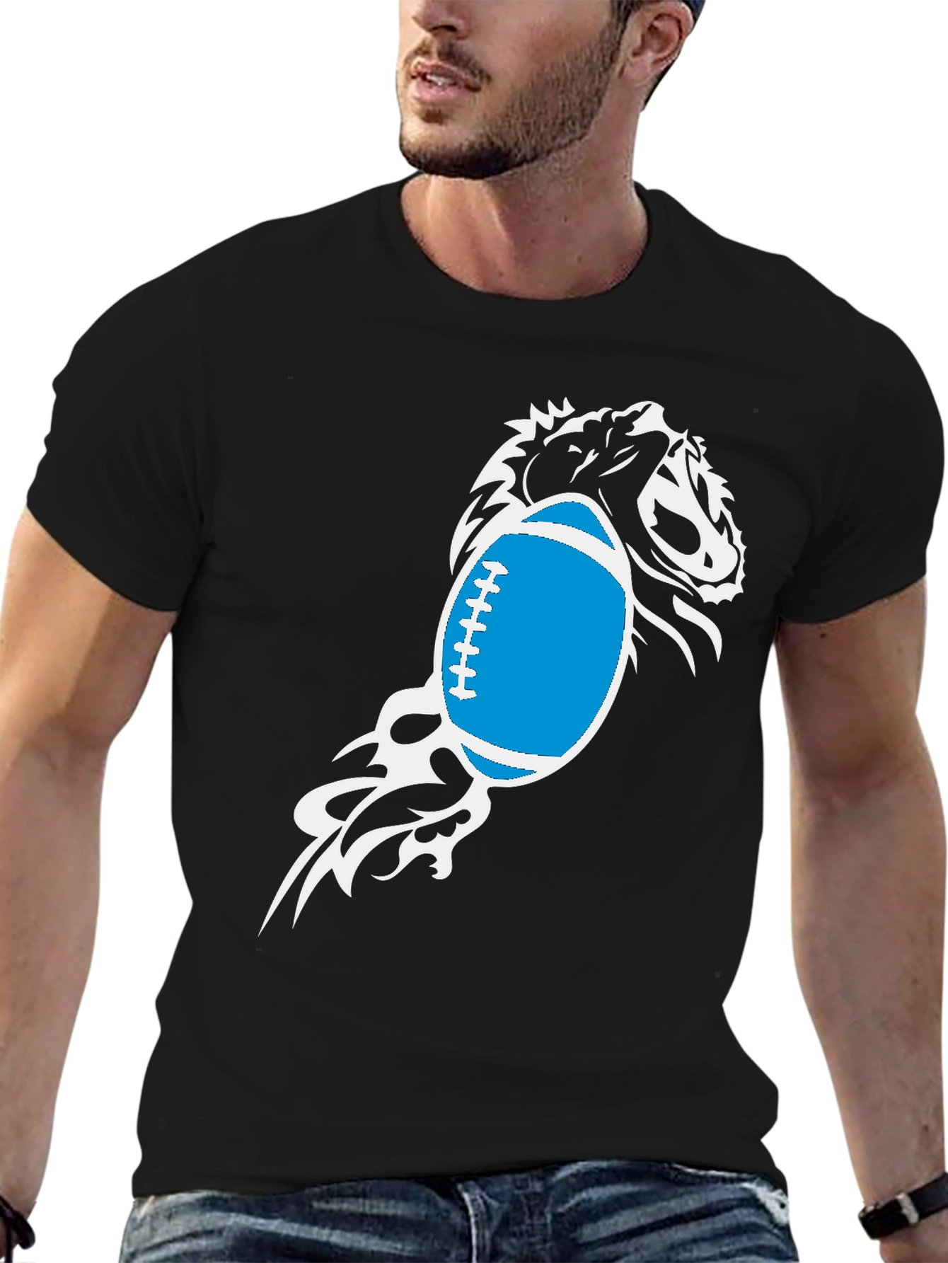 Lion Football Graphic T-Shirt