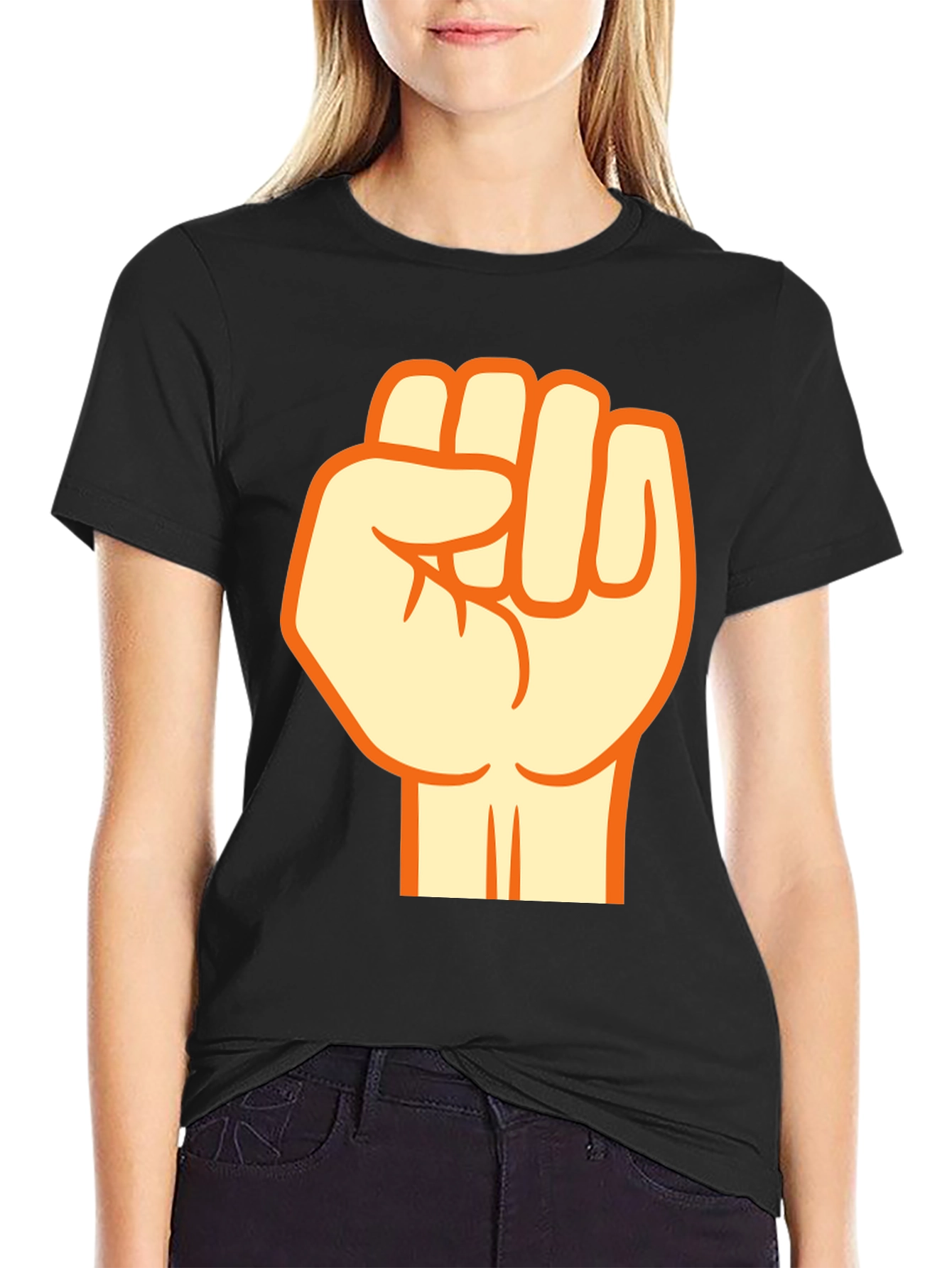 Black T-Shirt with Fist Graphic