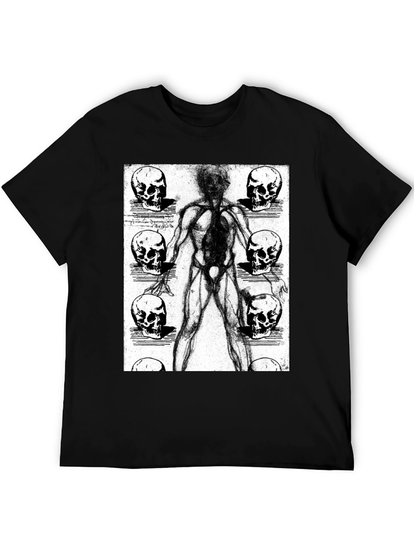 Anatomical Human & Skull Graphic Tee - Black