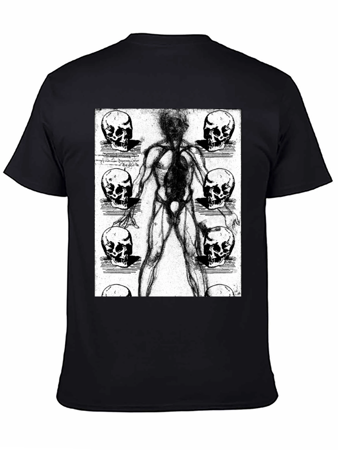 Anatomical Human & Skull Graphic Tee - Black