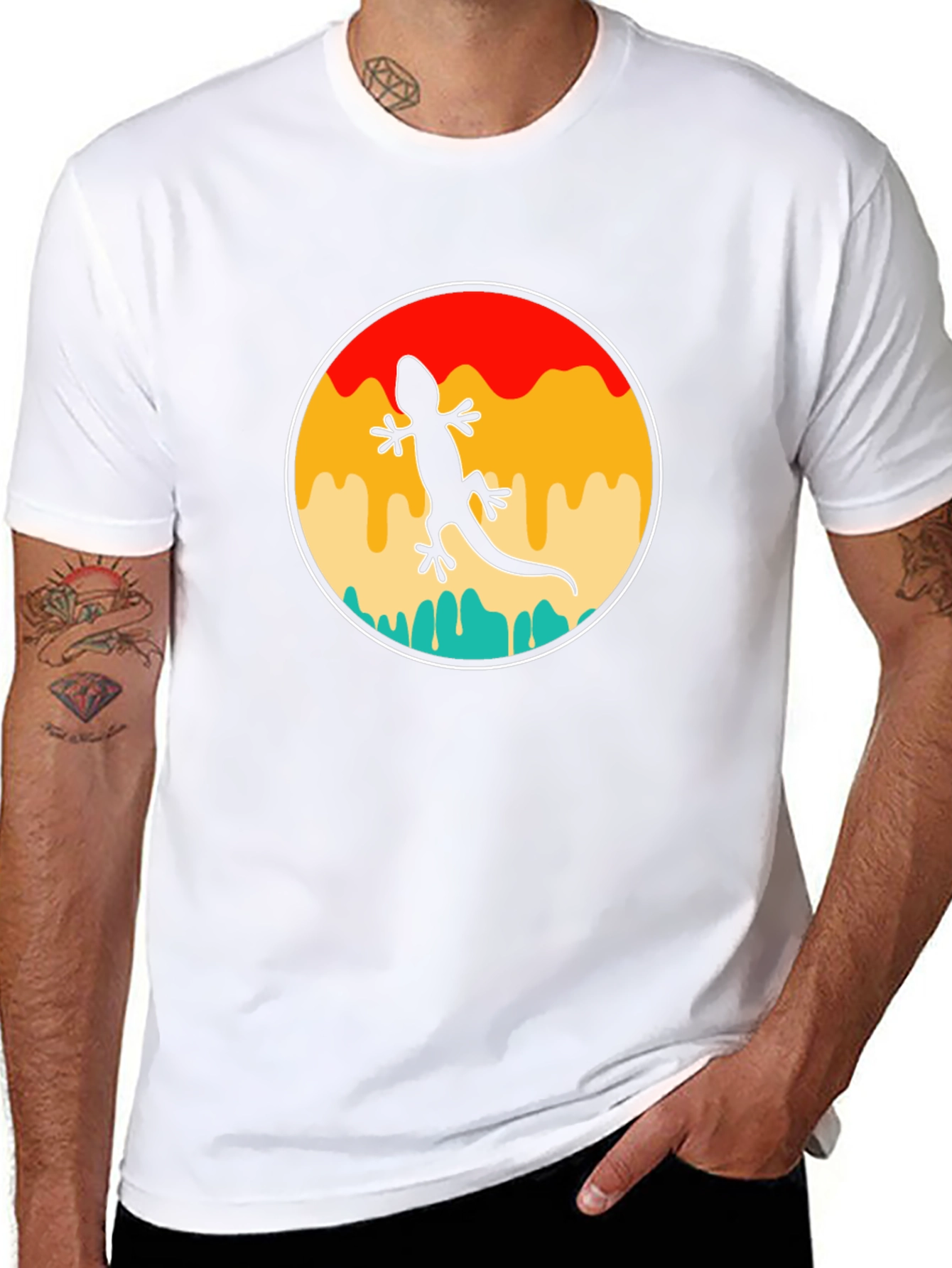 Retro Gecko Black T-Shirt
