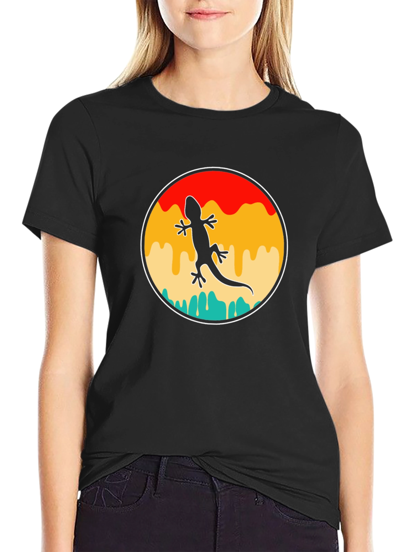 Retro Gecko Black T-Shirt