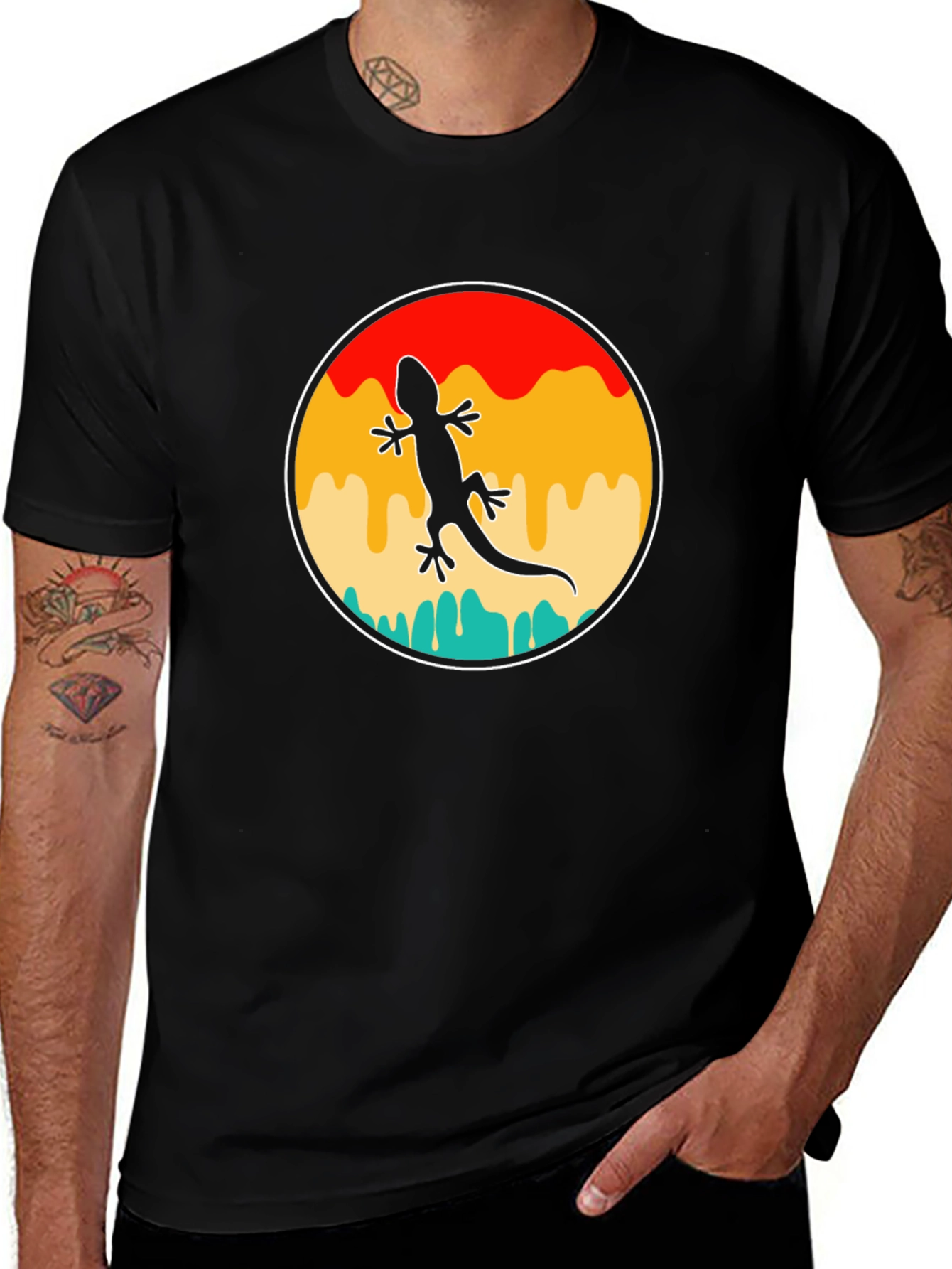 Retro Gecko Black T-Shirt