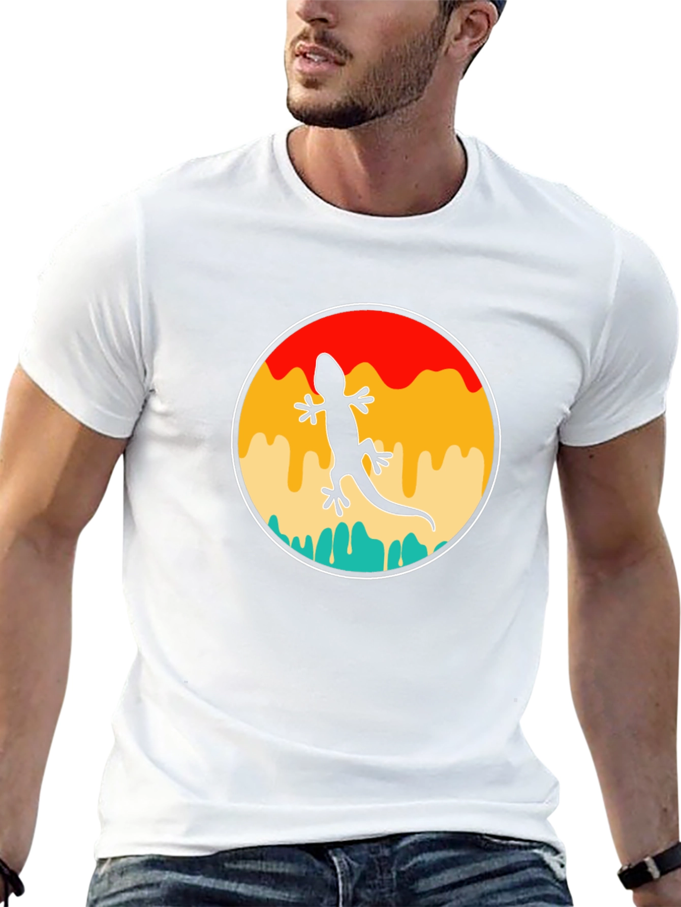 Retro Gecko Black T-Shirt