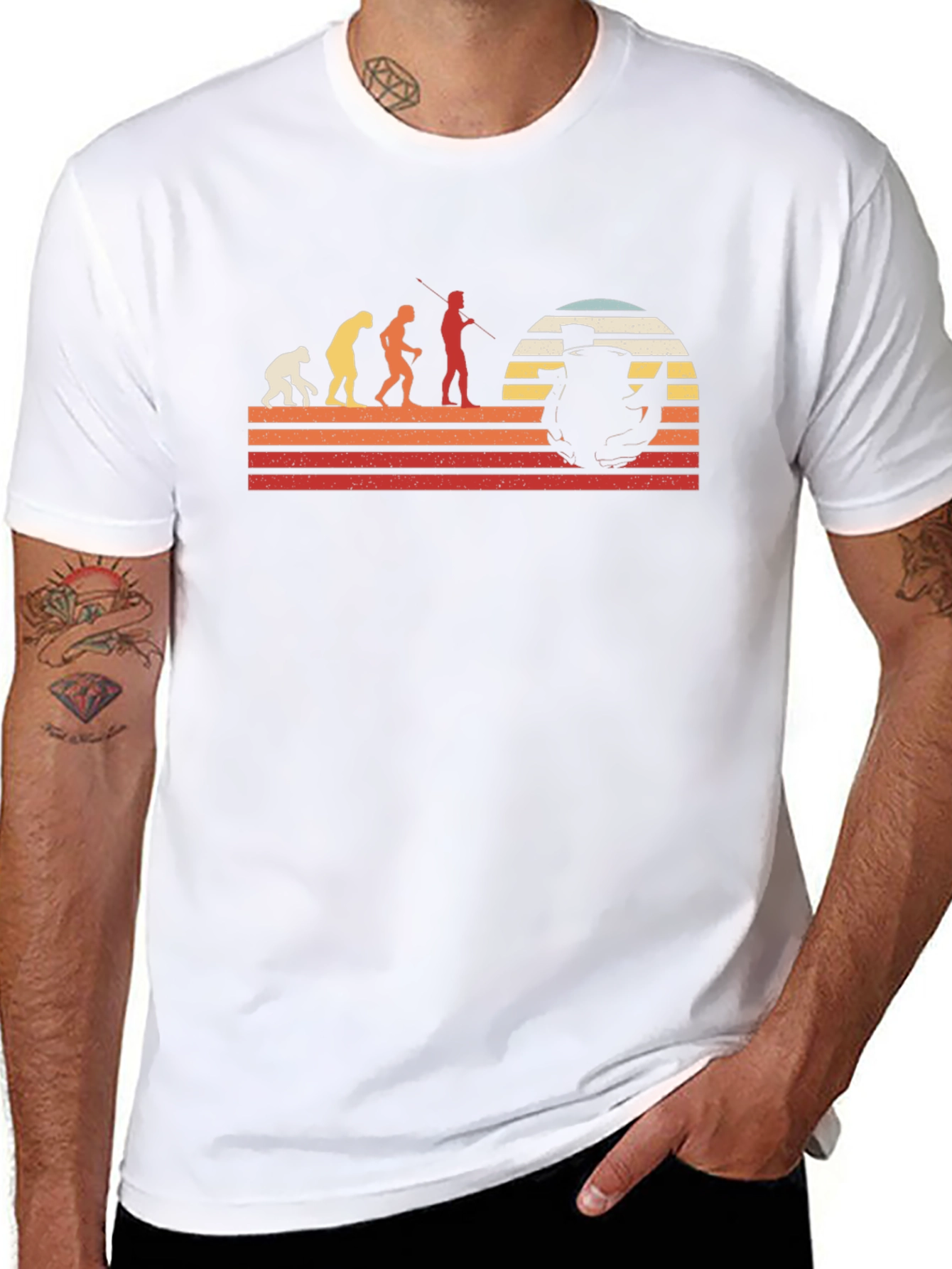 Evolution of Fishing Graphic T-Shirt