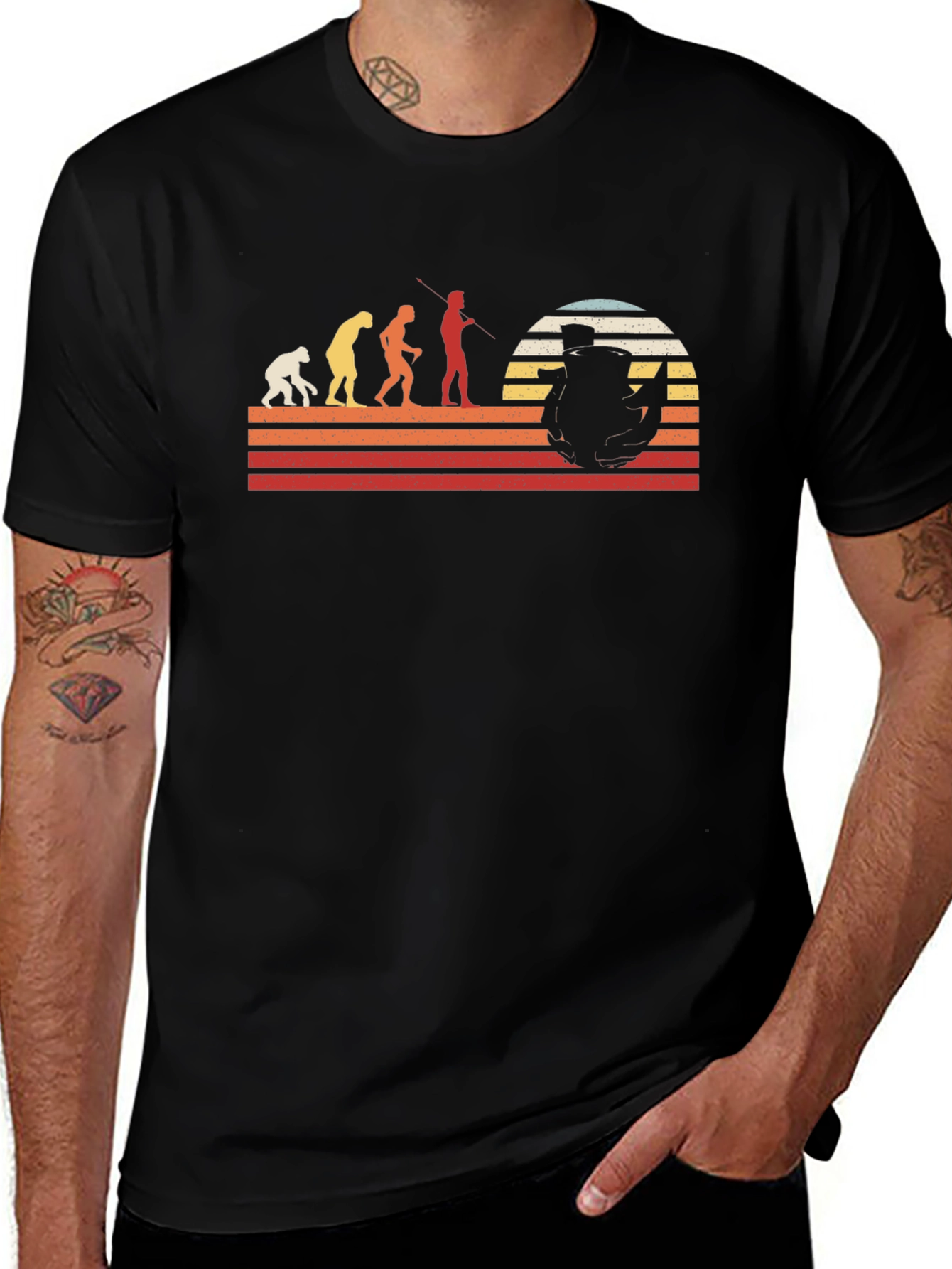 Evolution of Fishing Graphic T-Shirt