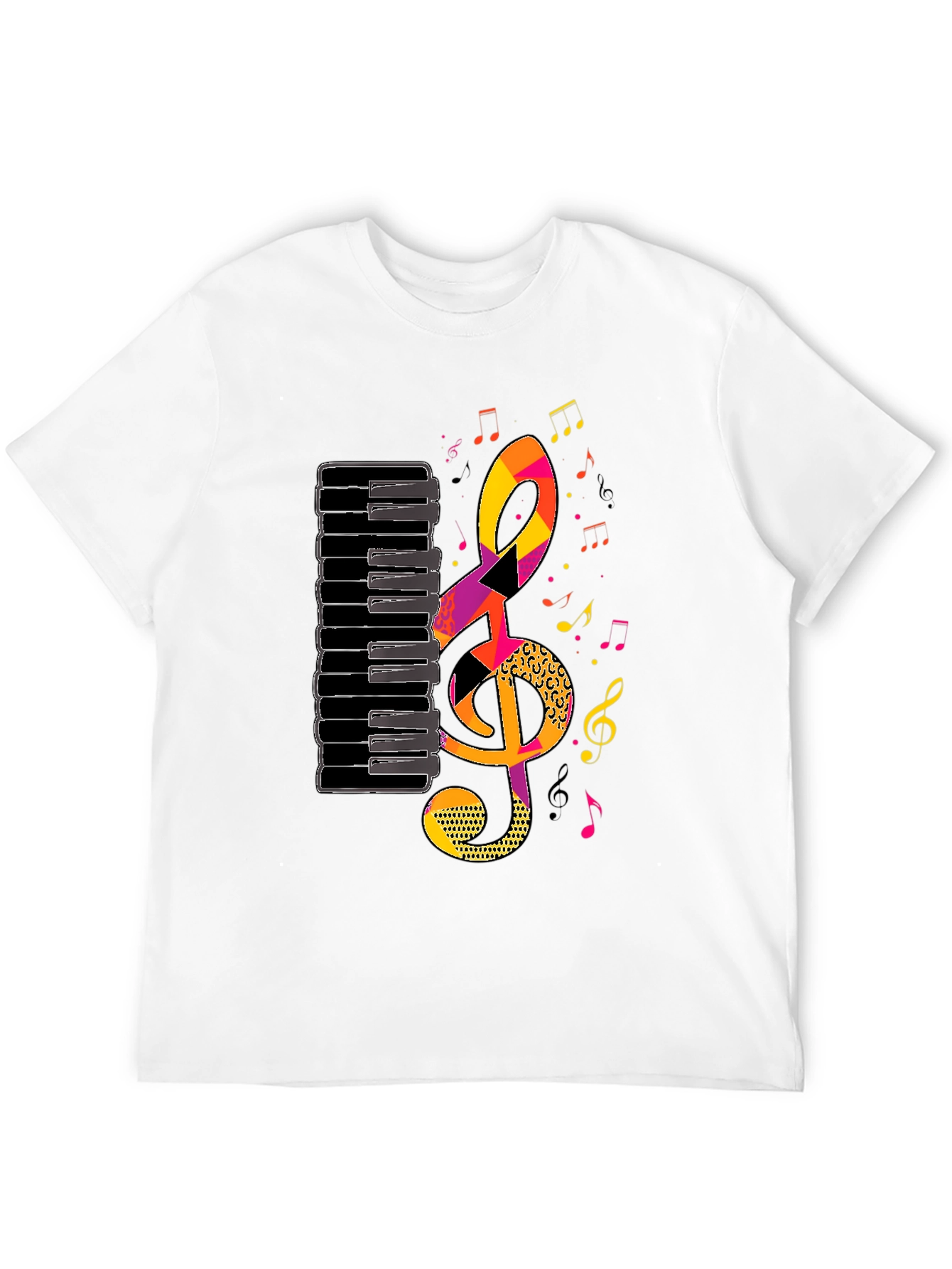 Musical Notes Piano Keys Graphic Tee