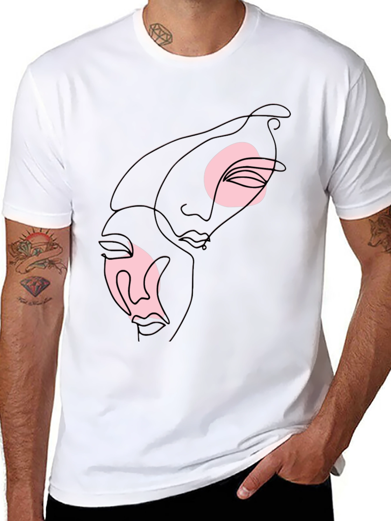 Abstract Faces Graphic Tee - Black