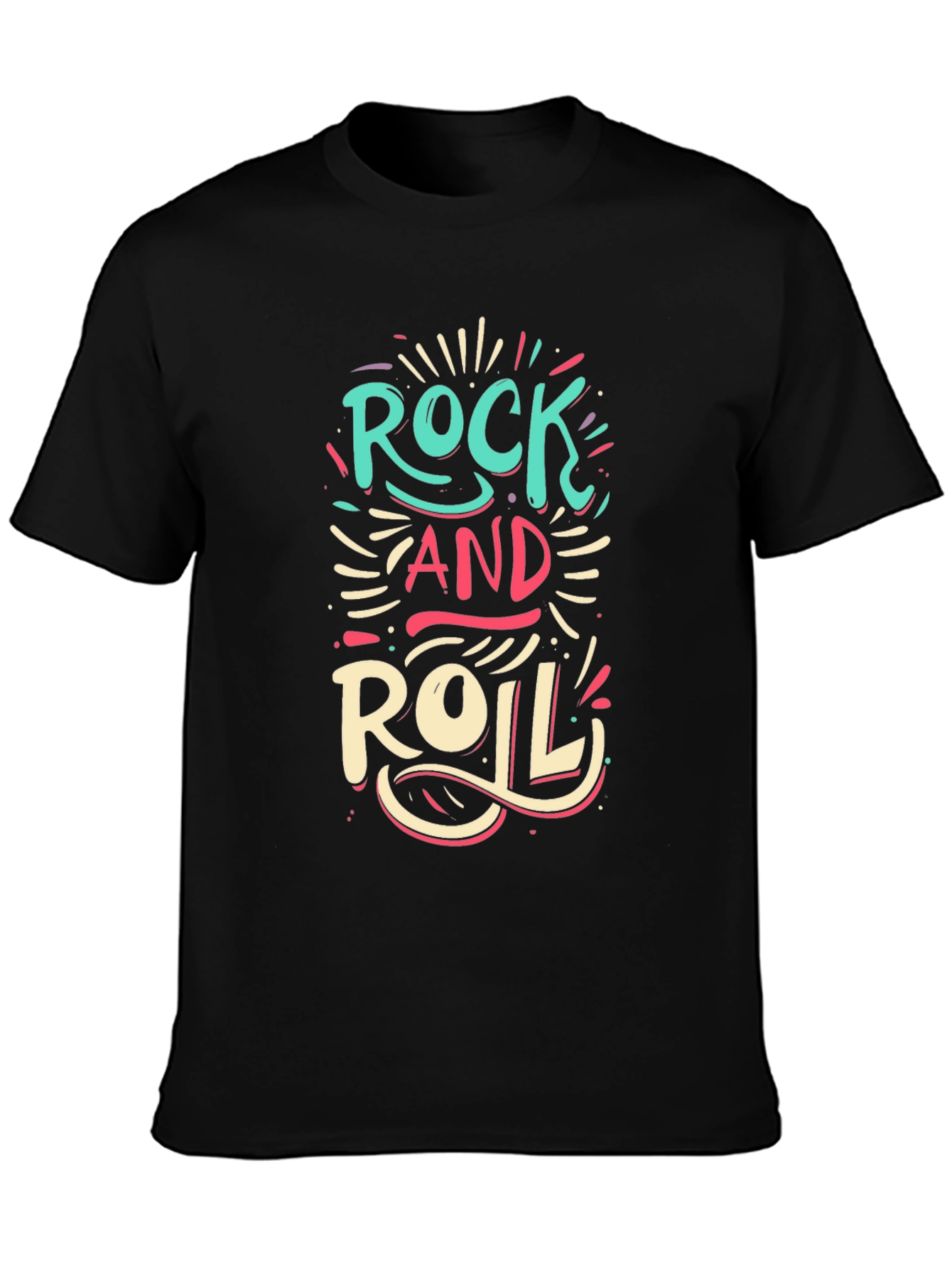 Rock and Roll Graphic Print Black T-Shirt