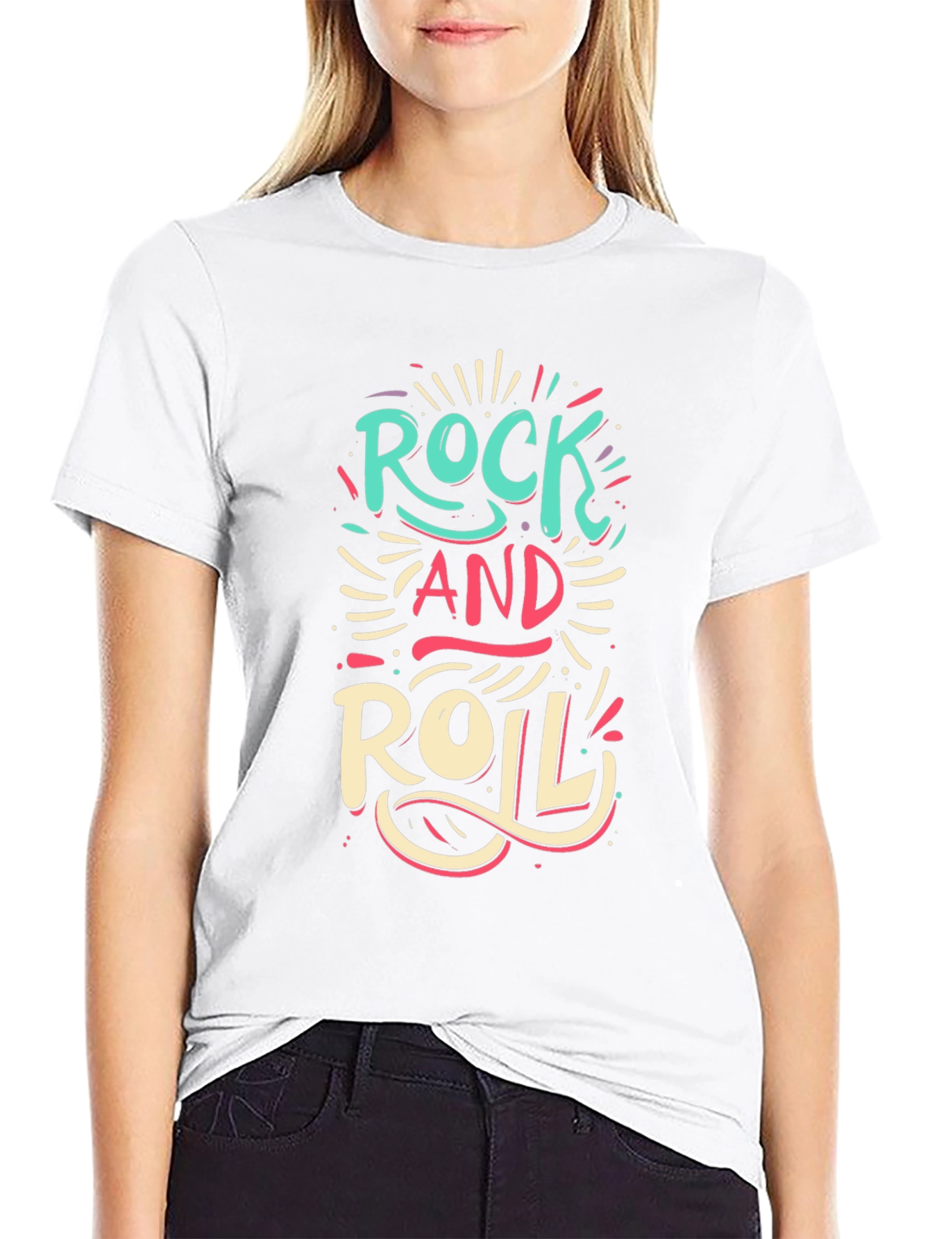Rock and Roll Graphic Print Black T-Shirt