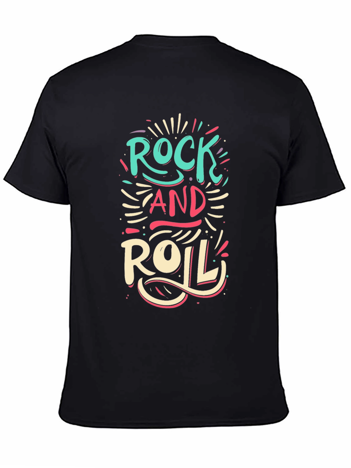 Rock and Roll Graphic Print Black T-Shirt