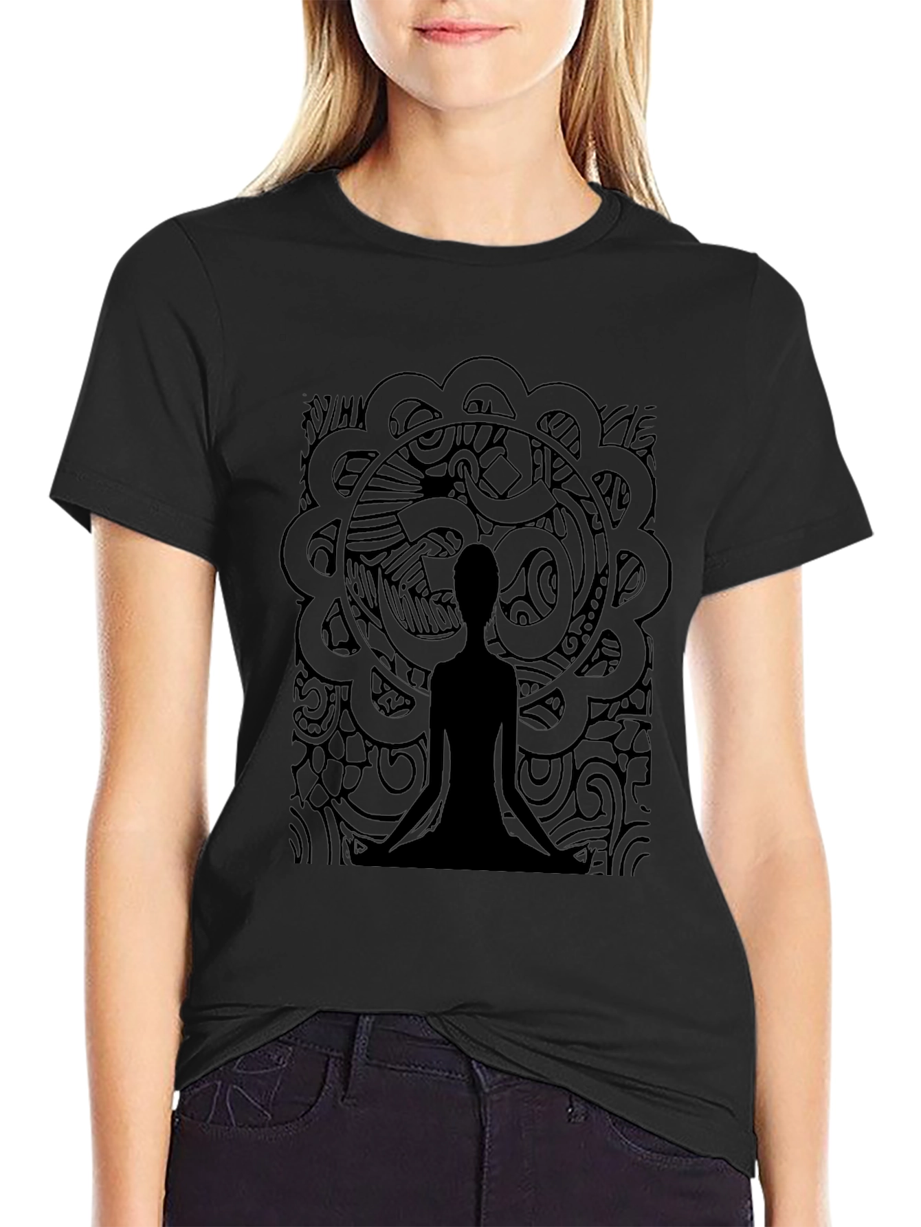 Meditative Mandala T-Shirt - Black Yoga Tee