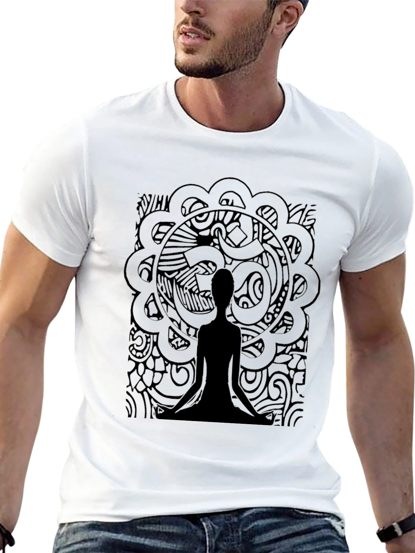 Meditative Mandala T-Shirt - Black Yoga Tee