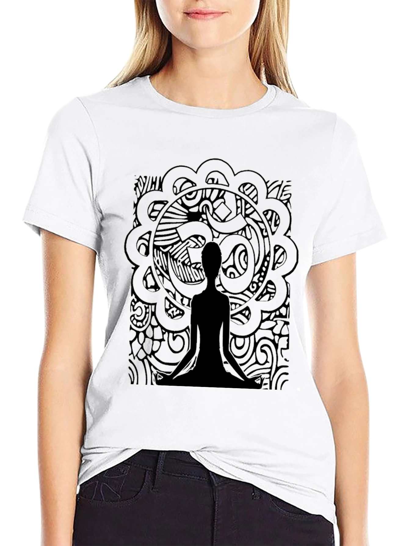 Meditative Mandala T-Shirt - Black Yoga Tee