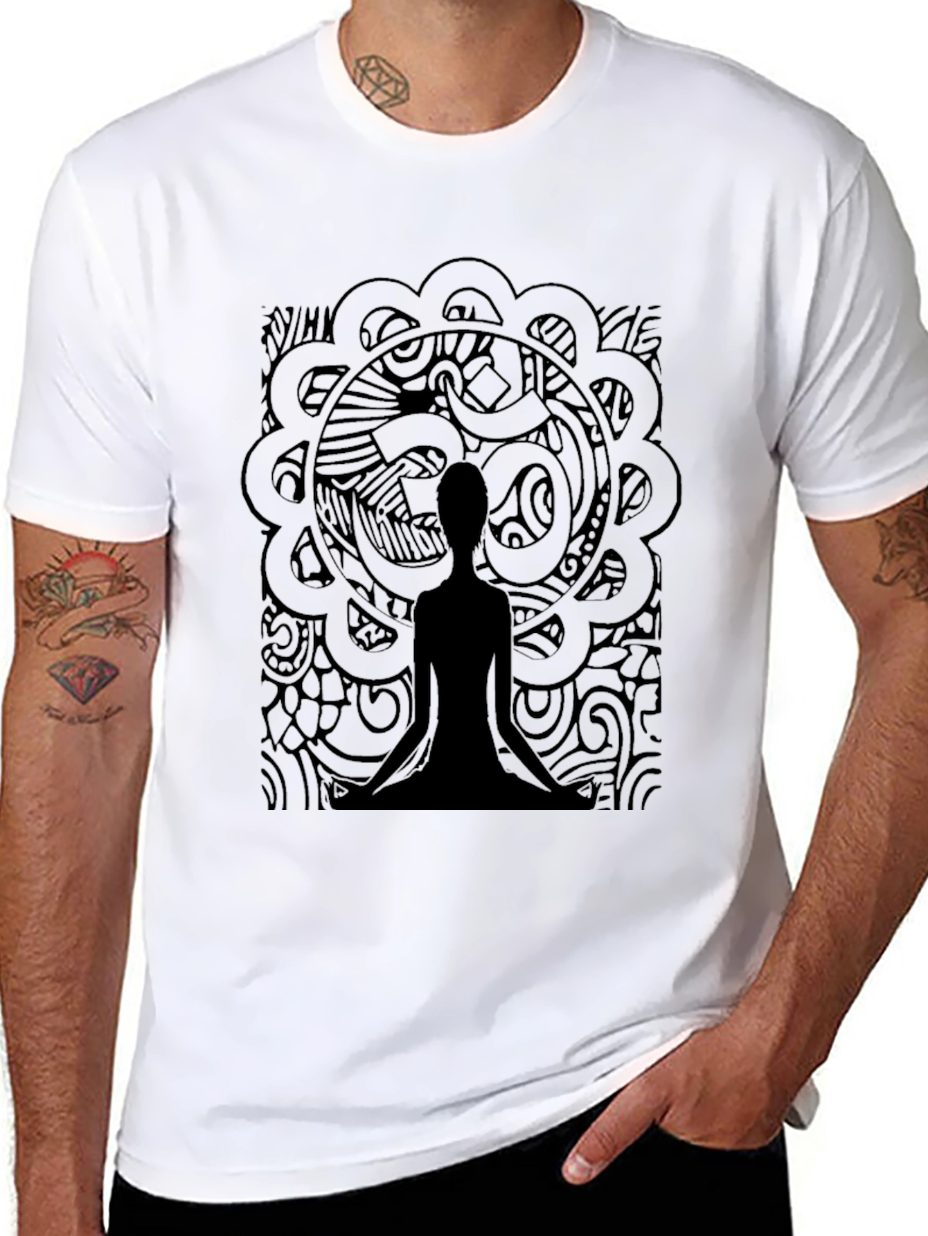 Meditative Mandala T-Shirt - Black Yoga Tee