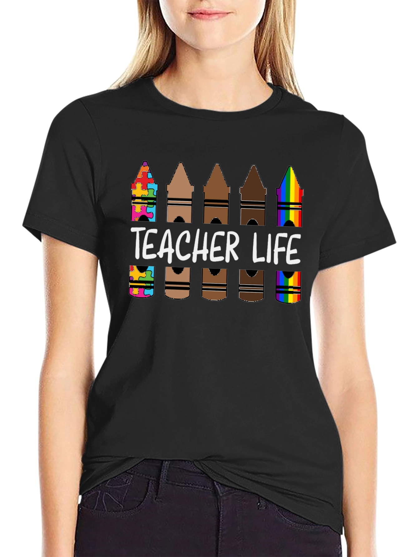 Teacher Life Crayon Diversity T-Shirt