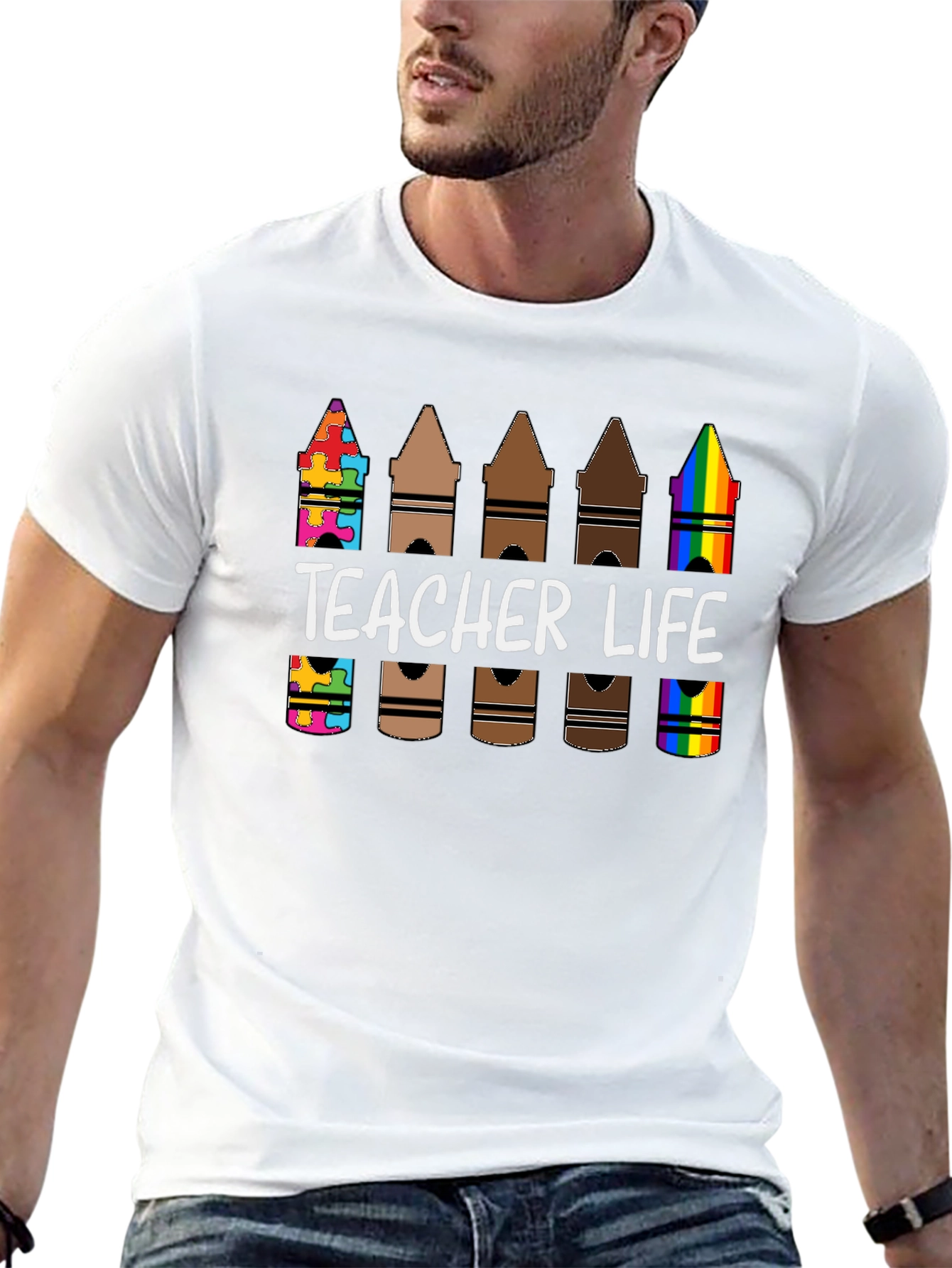 Teacher Life Crayon Diversity T-Shirt
