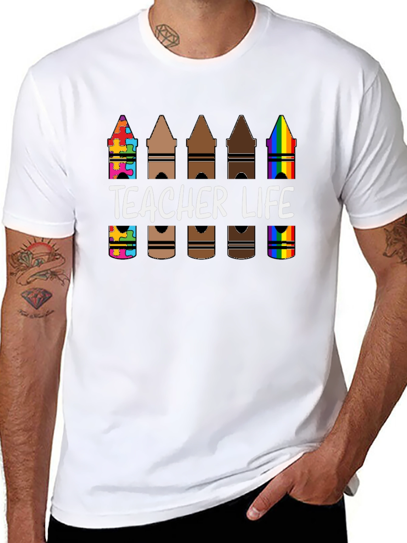 Teacher Life Crayon Diversity T-Shirt