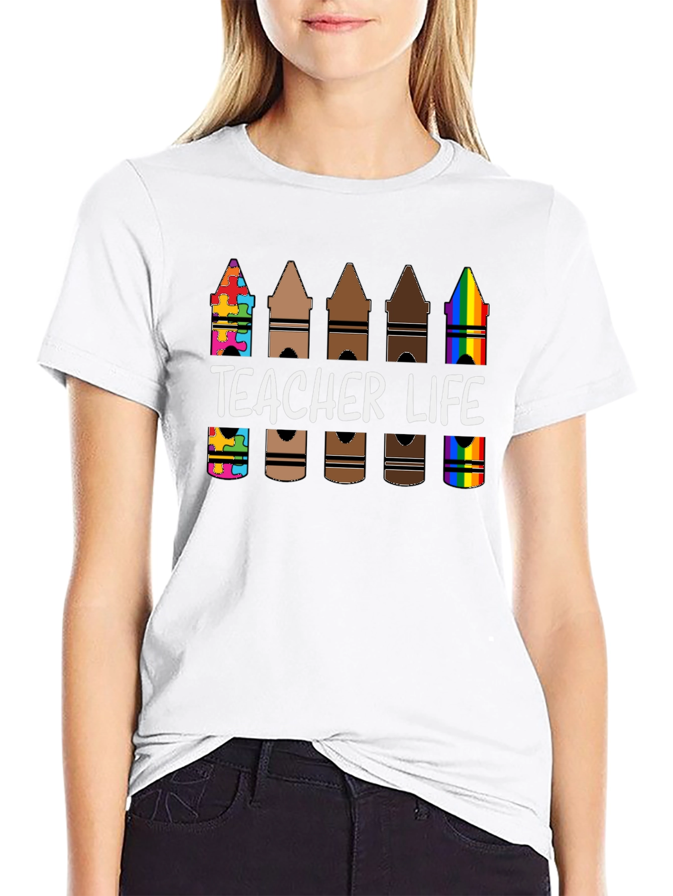 Teacher Life Crayon Diversity T-Shirt