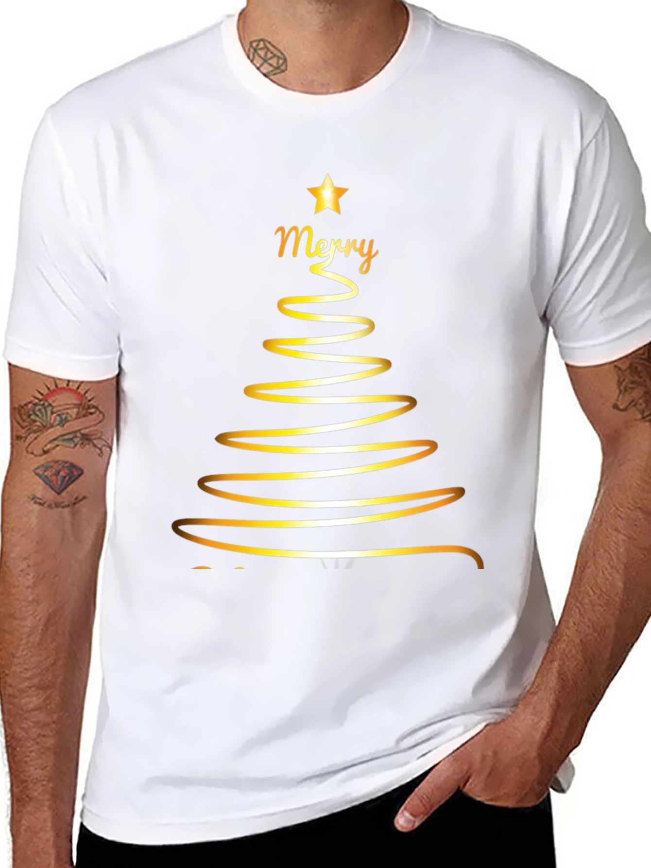 Merry Christmas Tree Graphic T-Shirt