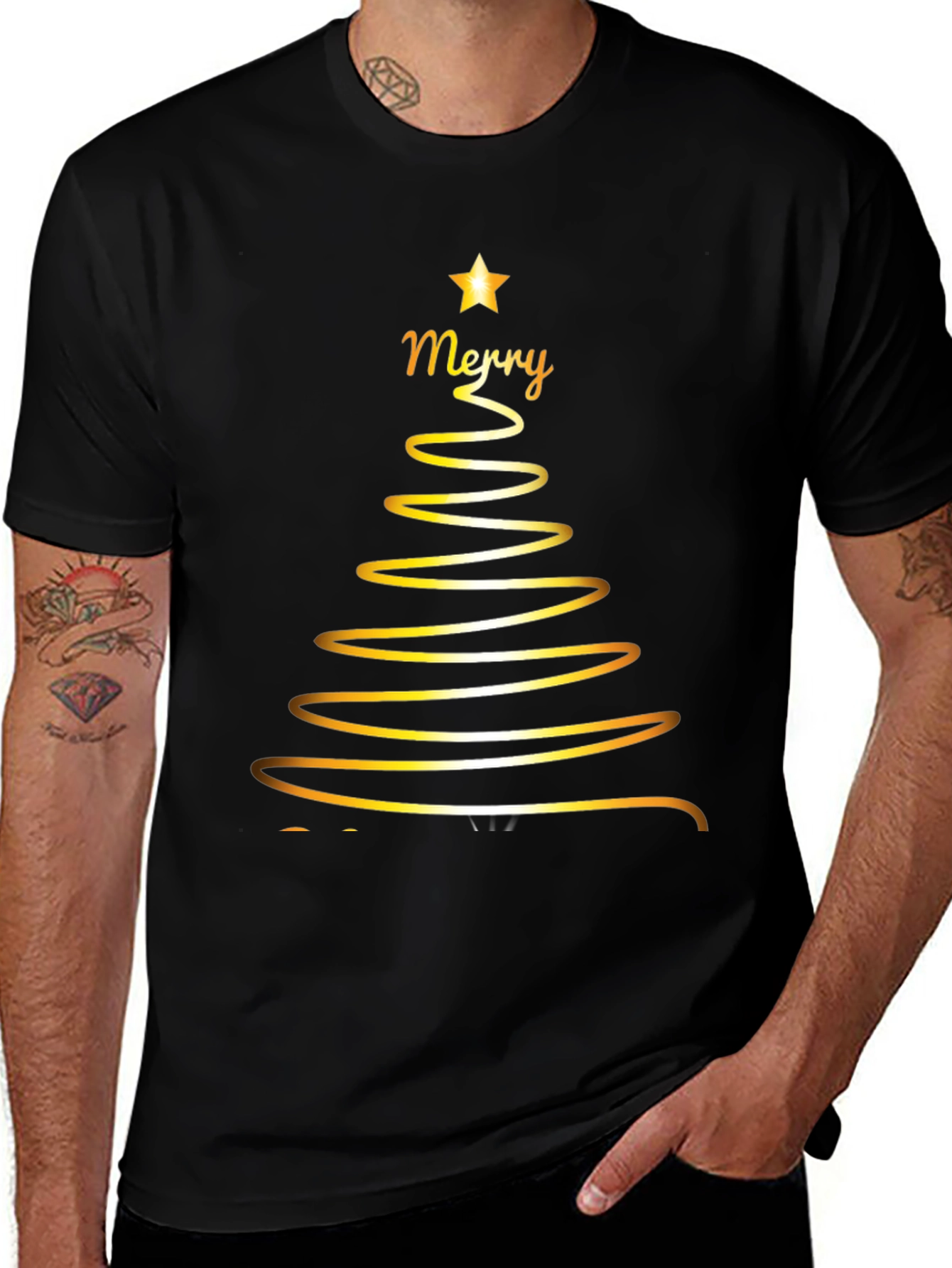 Merry Christmas Tree Graphic T-Shirt