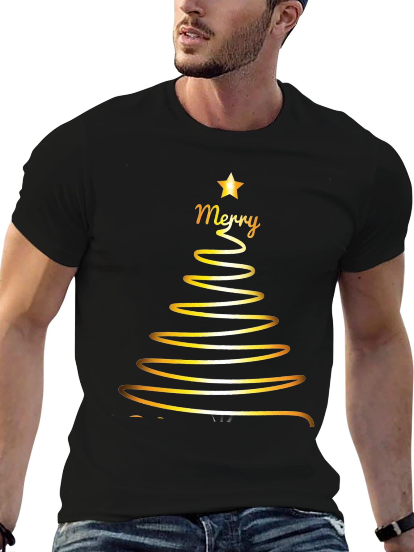 Merry Christmas Tree Graphic T-Shirt