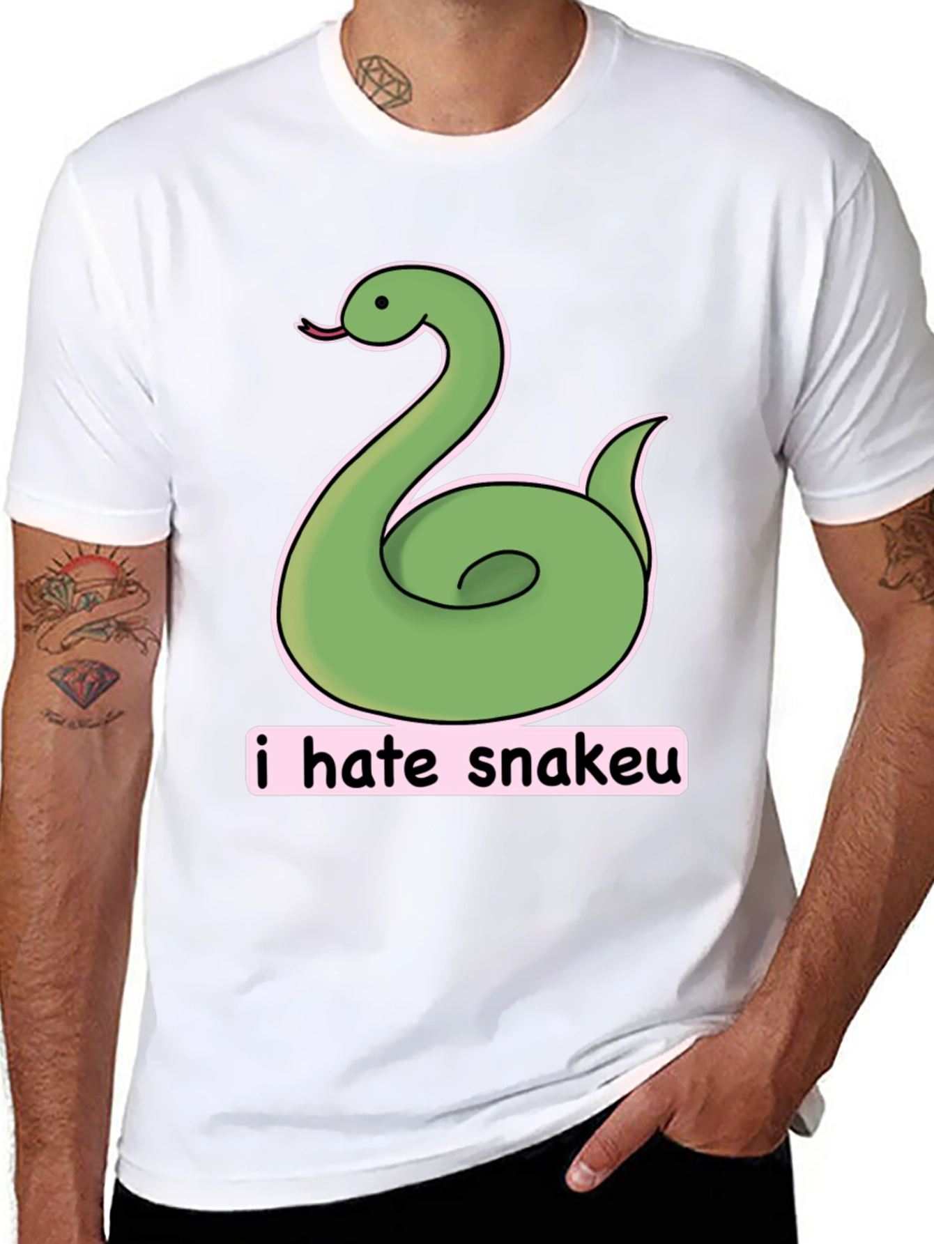 Funny I Hate Snakeu Cartoon T-Shirt