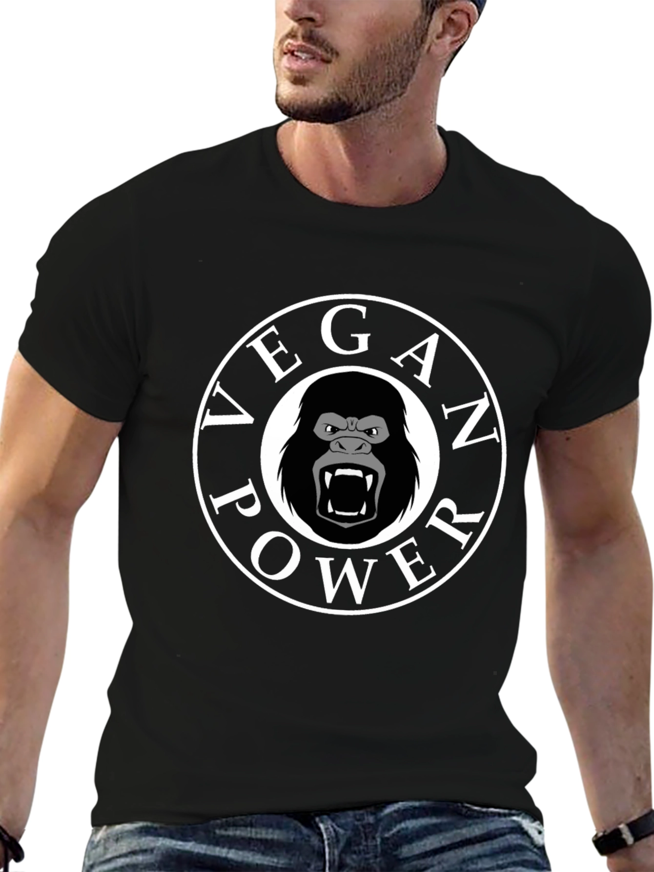 Vegan Power Gorilla T-Shirt - Black