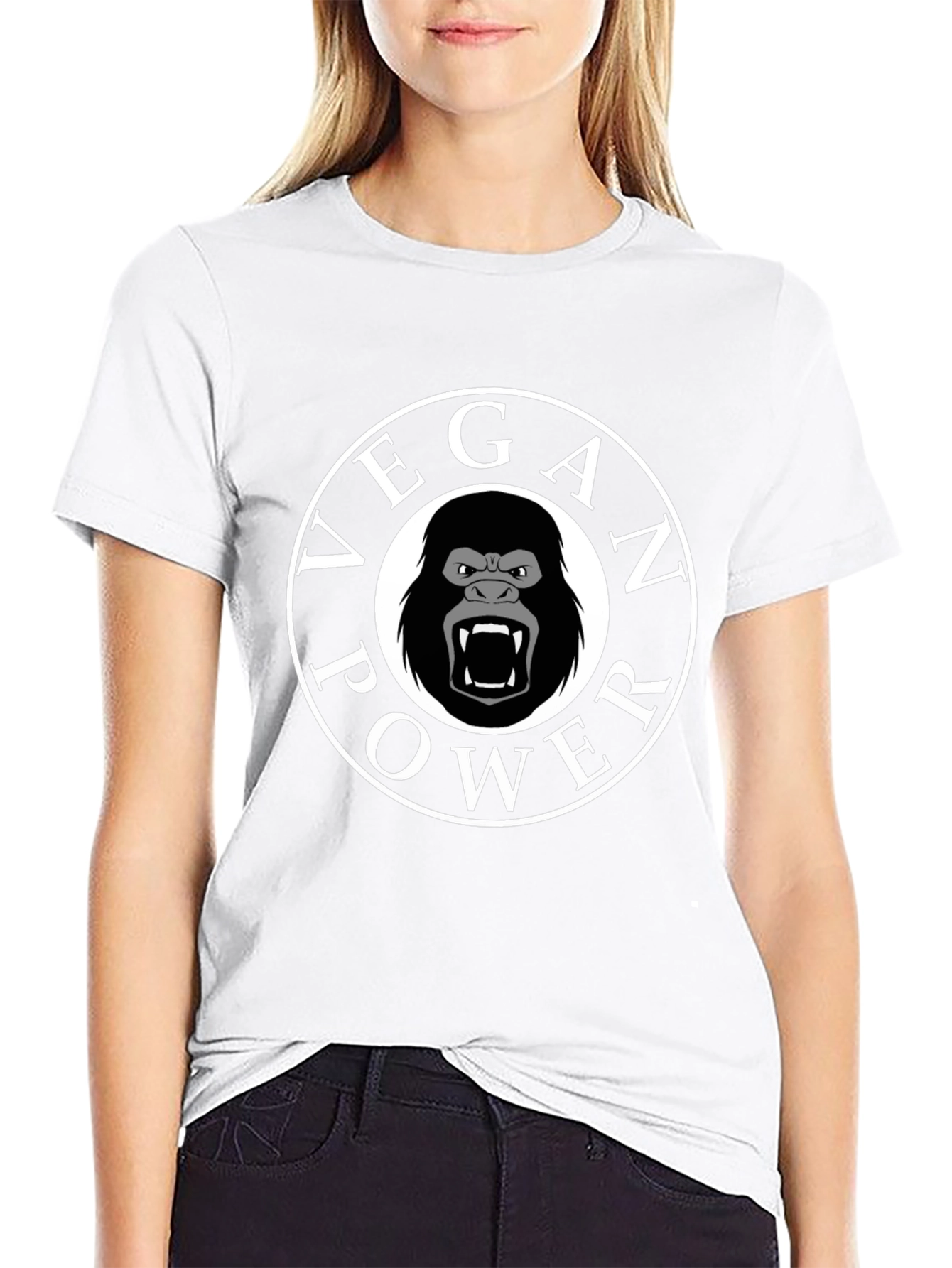 Vegan Power Gorilla T-Shirt - Black