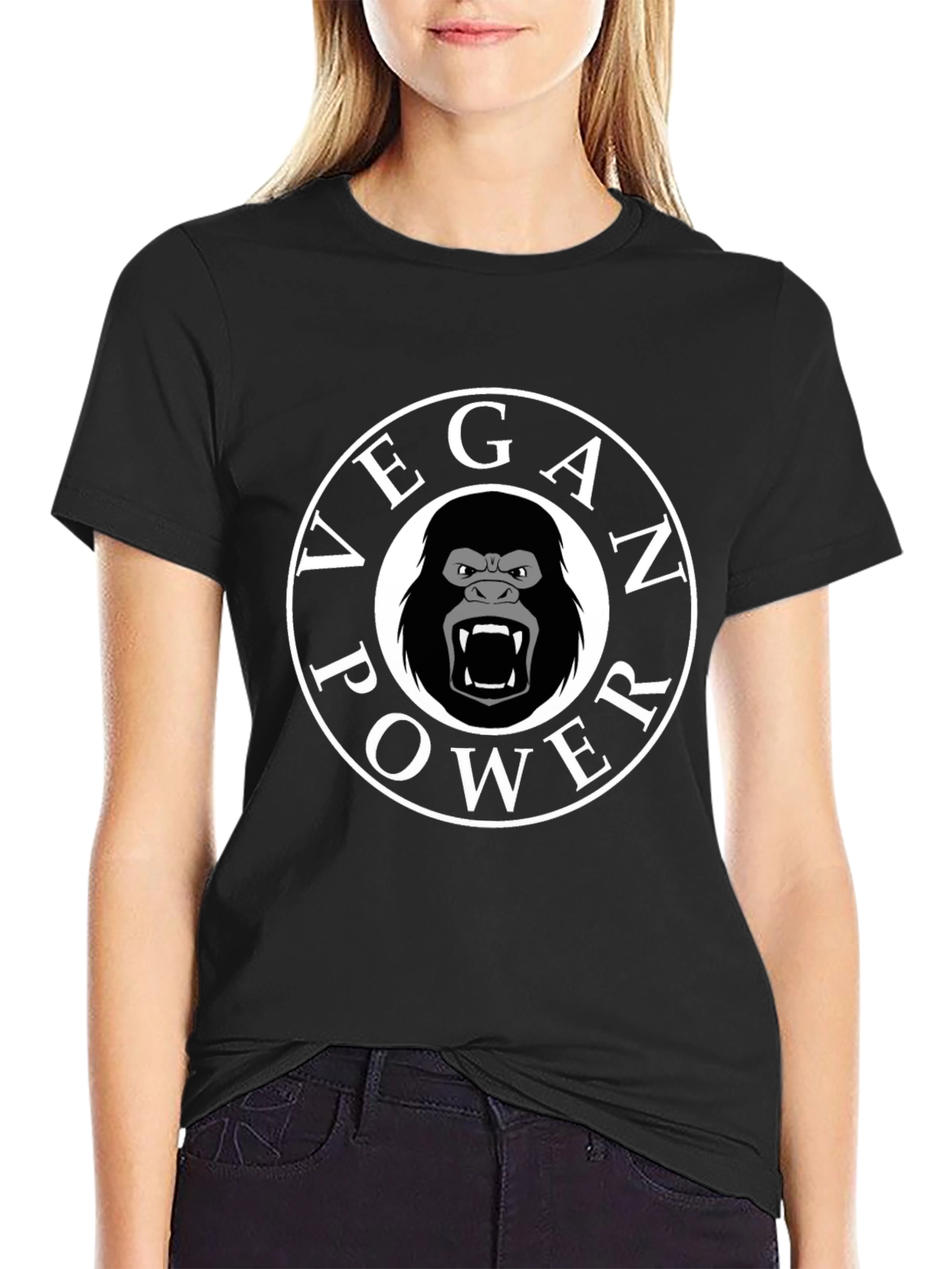 Vegan Power Gorilla T-Shirt - Black