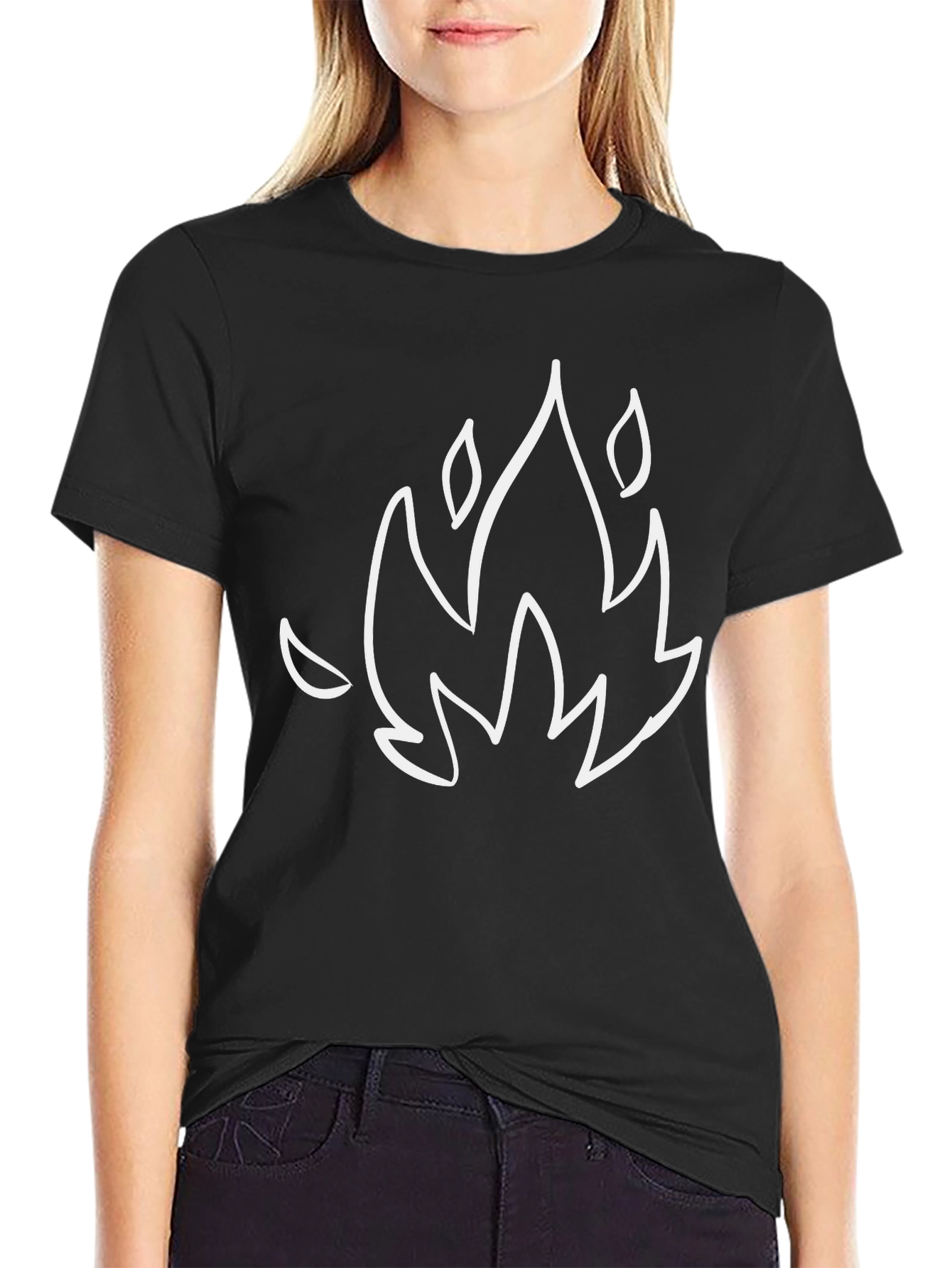 Black T-Shirt with Flame Design