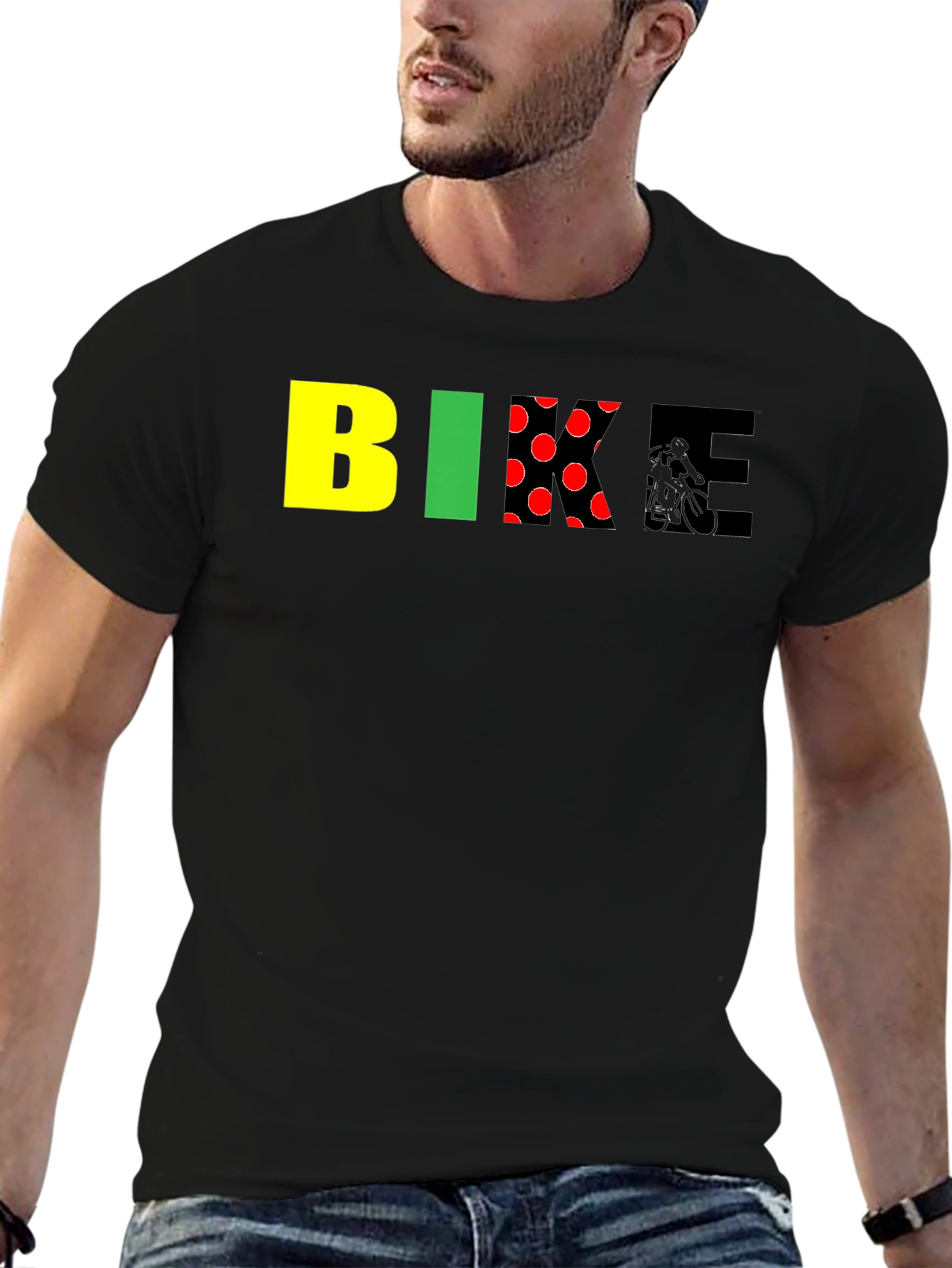Bike Graphic Tee - Black Cotton Blend