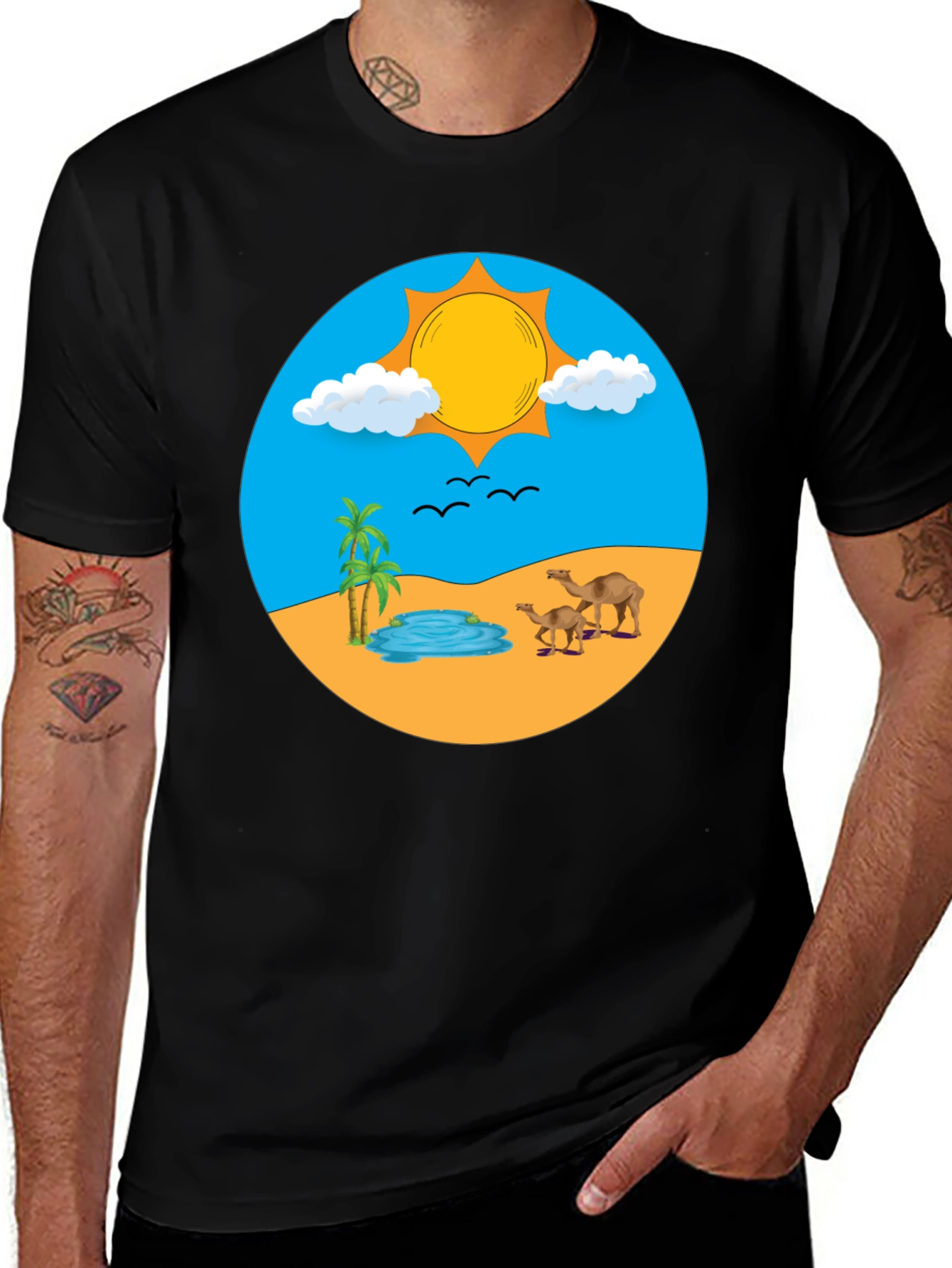 Desert Oasis Graphic T-Shirt - Black