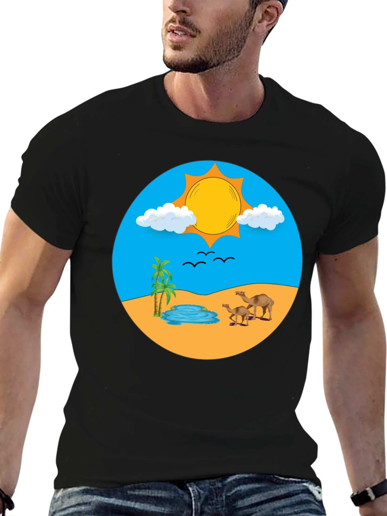 Desert Oasis Graphic T-Shirt - Black